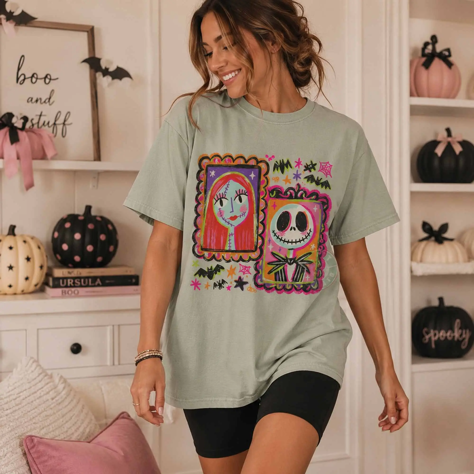 Horror Characters Halloween Tee, Movie Trick Or Treat Graphic Shirt, Spooky Season Fall Pumpkin Couple Party Top - photo 4