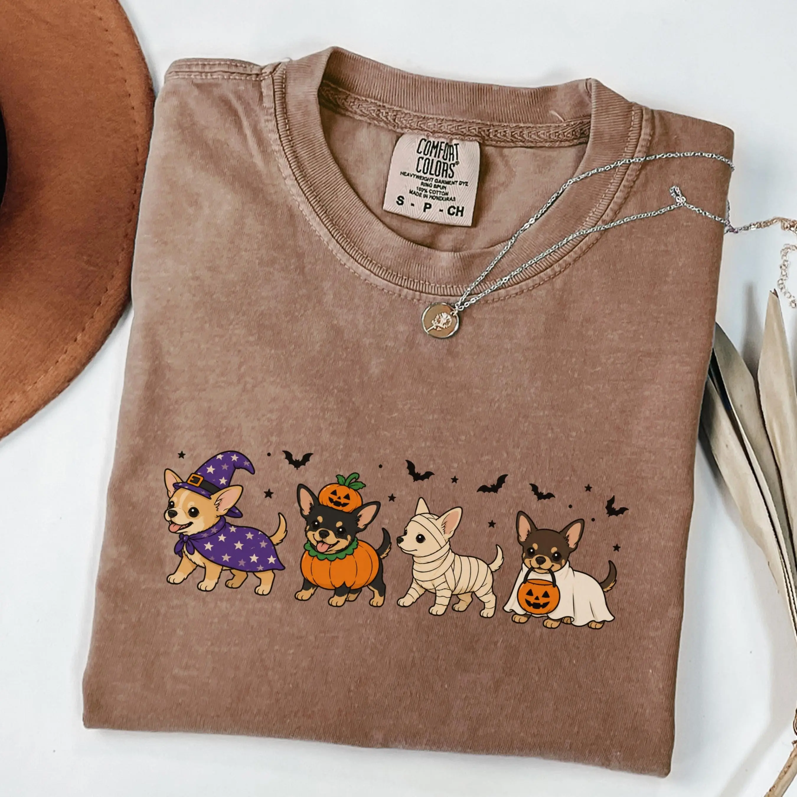 Chihuahua Halloween Dog Shirt, Cute Witch Pumpkin Ghost Costume Tee for Pet Mom Lover Gift