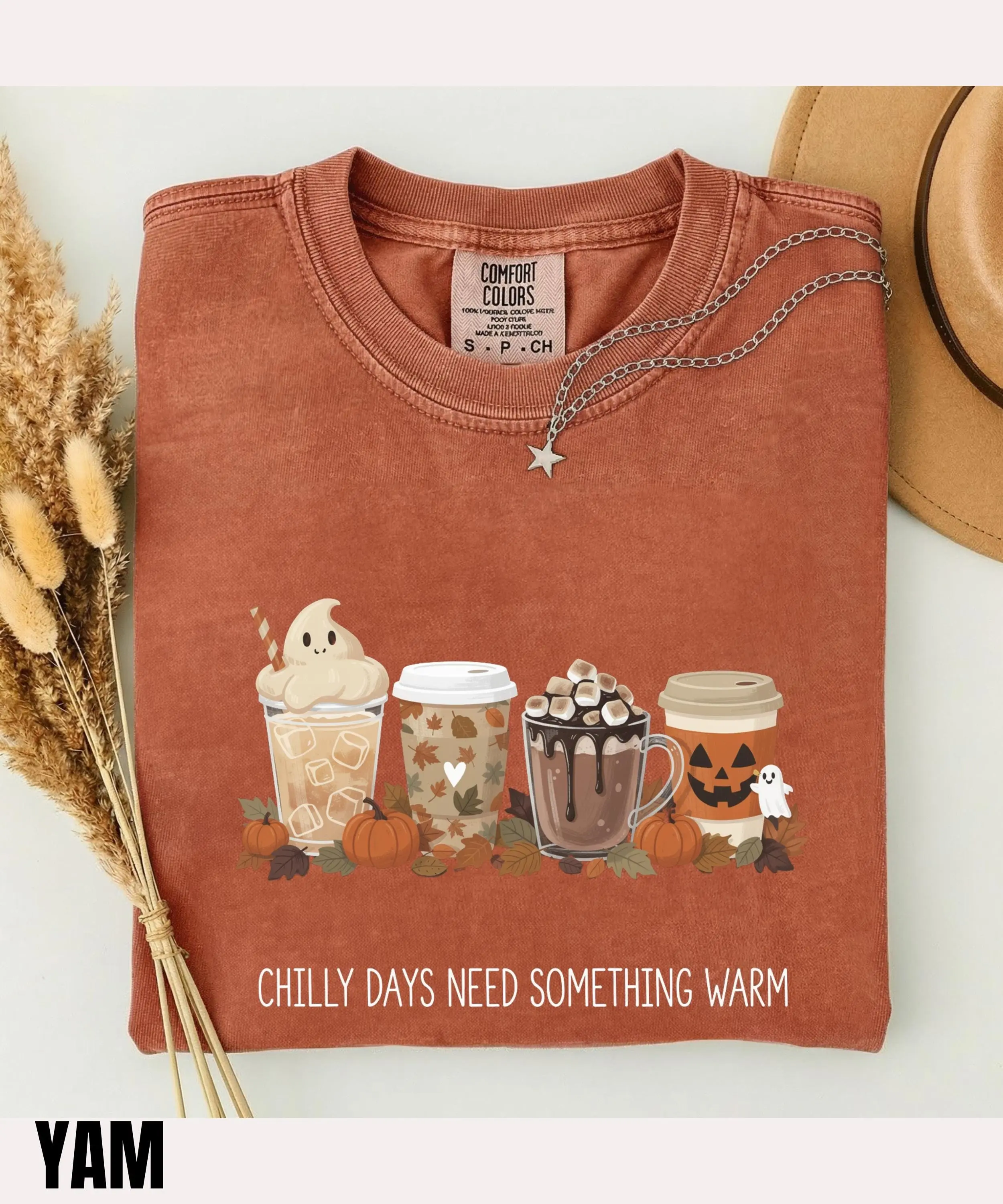 Chilly Days Need Something Warm Shirt, Cozy Cute Ghost Coffee Fall Season Tee, Hot Chocolate Lover Gift - photo 3