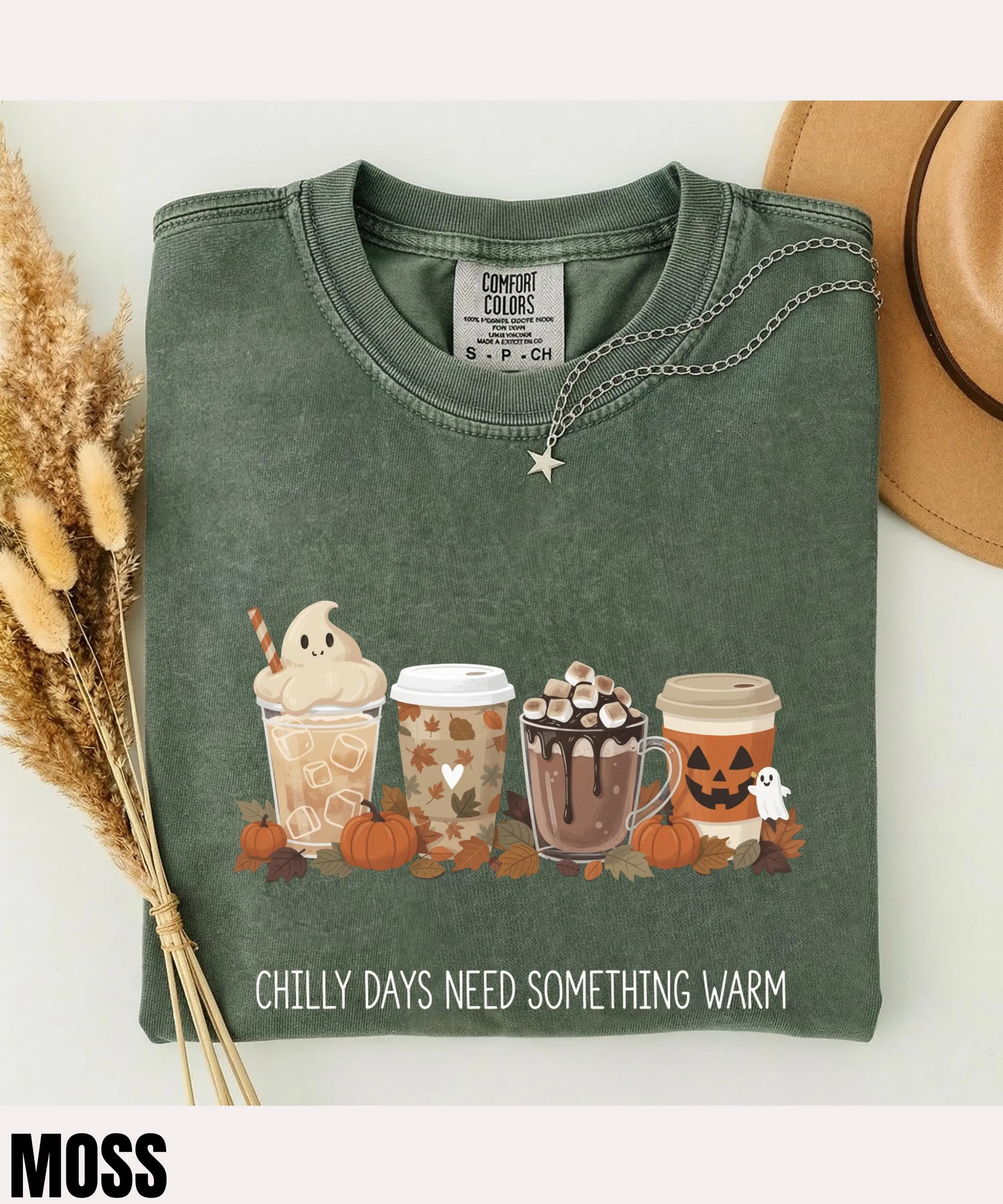 Chilly Days Need Something Warm Shirt, Cozy Cute Ghost Coffee Fall Season Tee, Hot Chocolate Lover Gift - photo 5