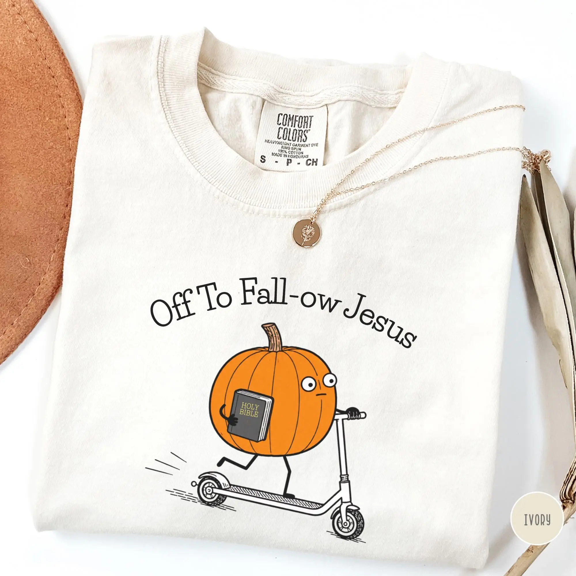 Christian Fall Pumpkin Shirt, Funny Falloween Jesus Graphic Tee, Faith Based Religious Gift for Bible Lovers