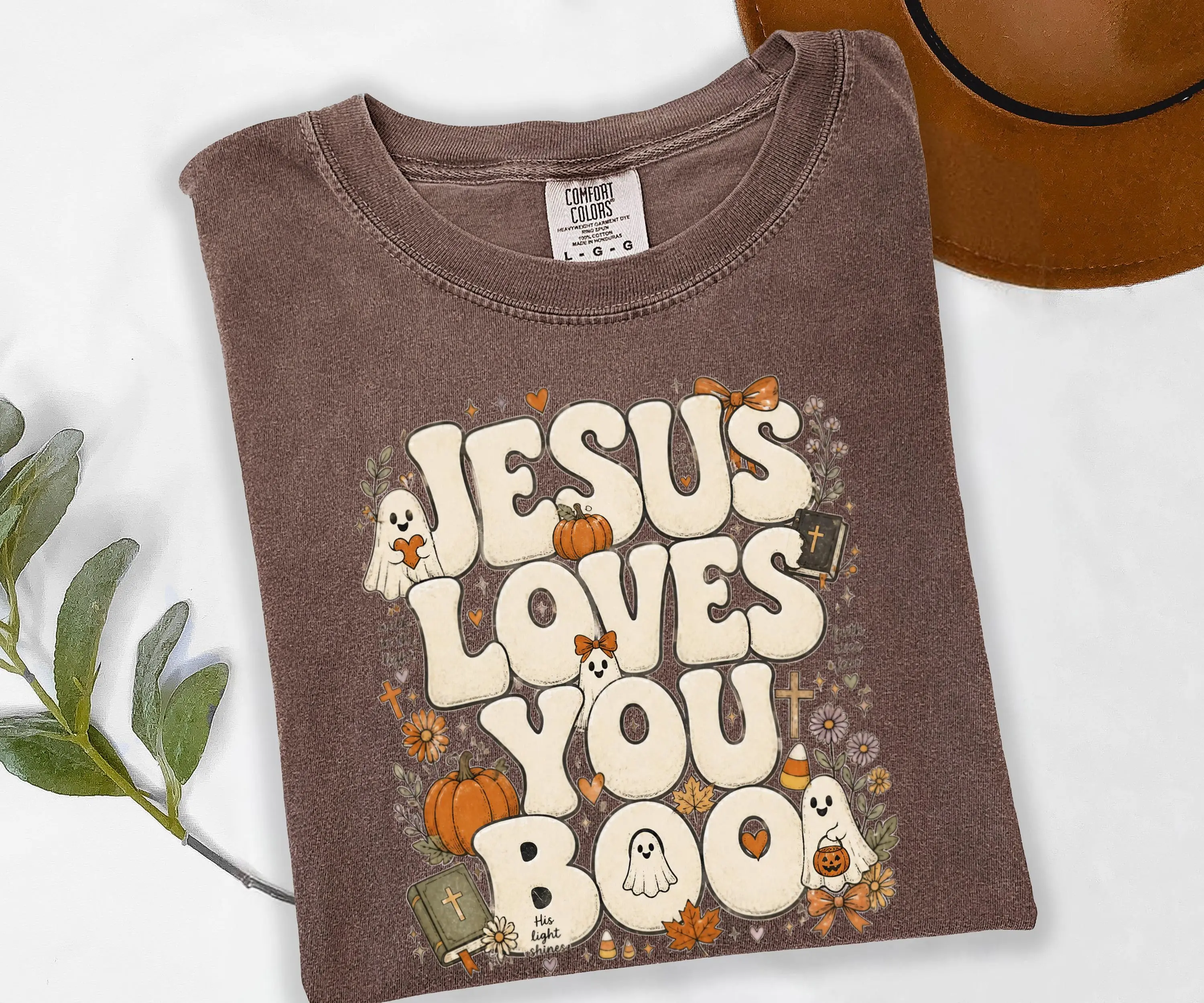 Jesus Loves You Boo Shirt, Cute Ghost Christian Halloween Graphic Tee, Faith Based Fall Gift