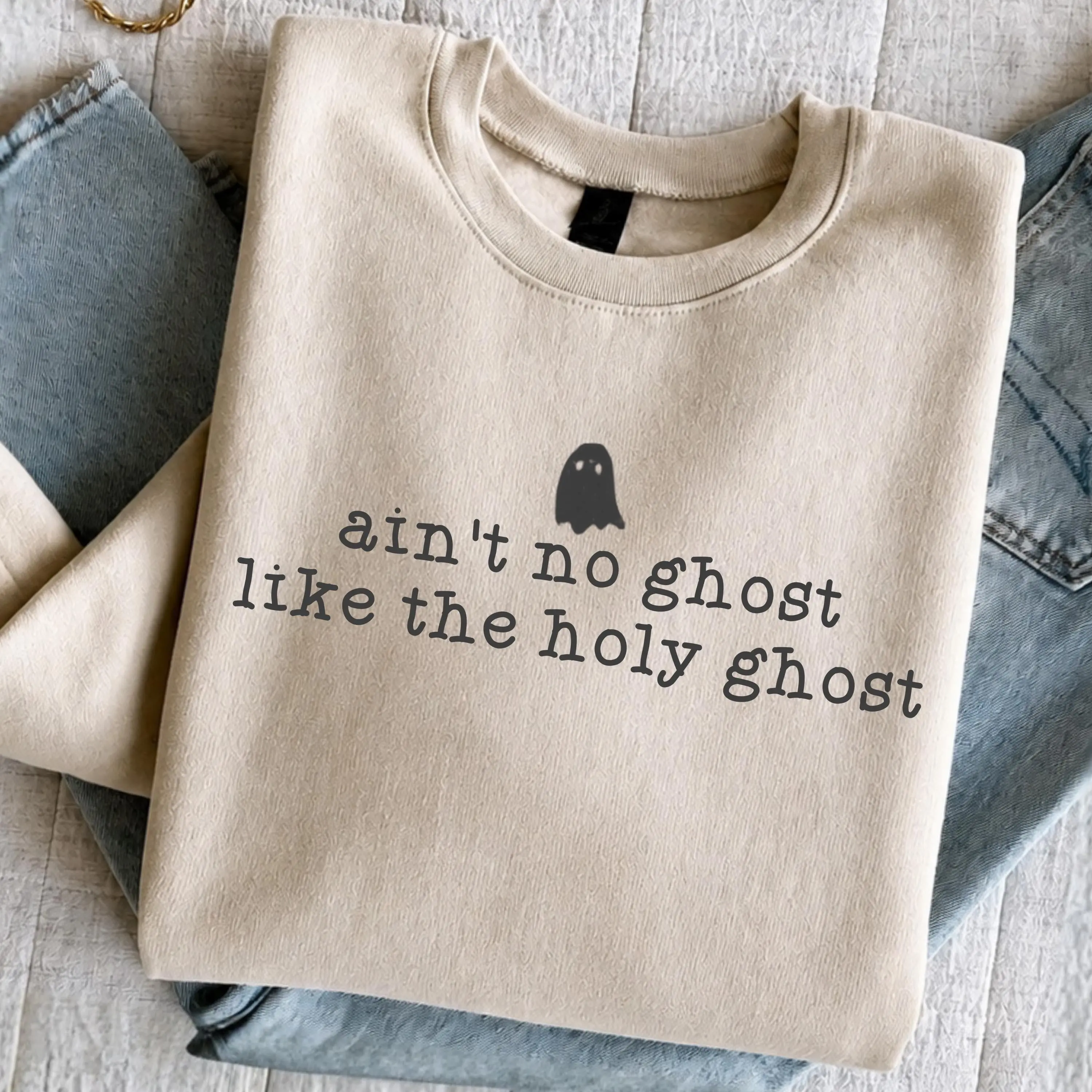 Christian Halloween Sweatshirt, Holy Ghost Crewneck, Funny Religious Spooky Season Gift