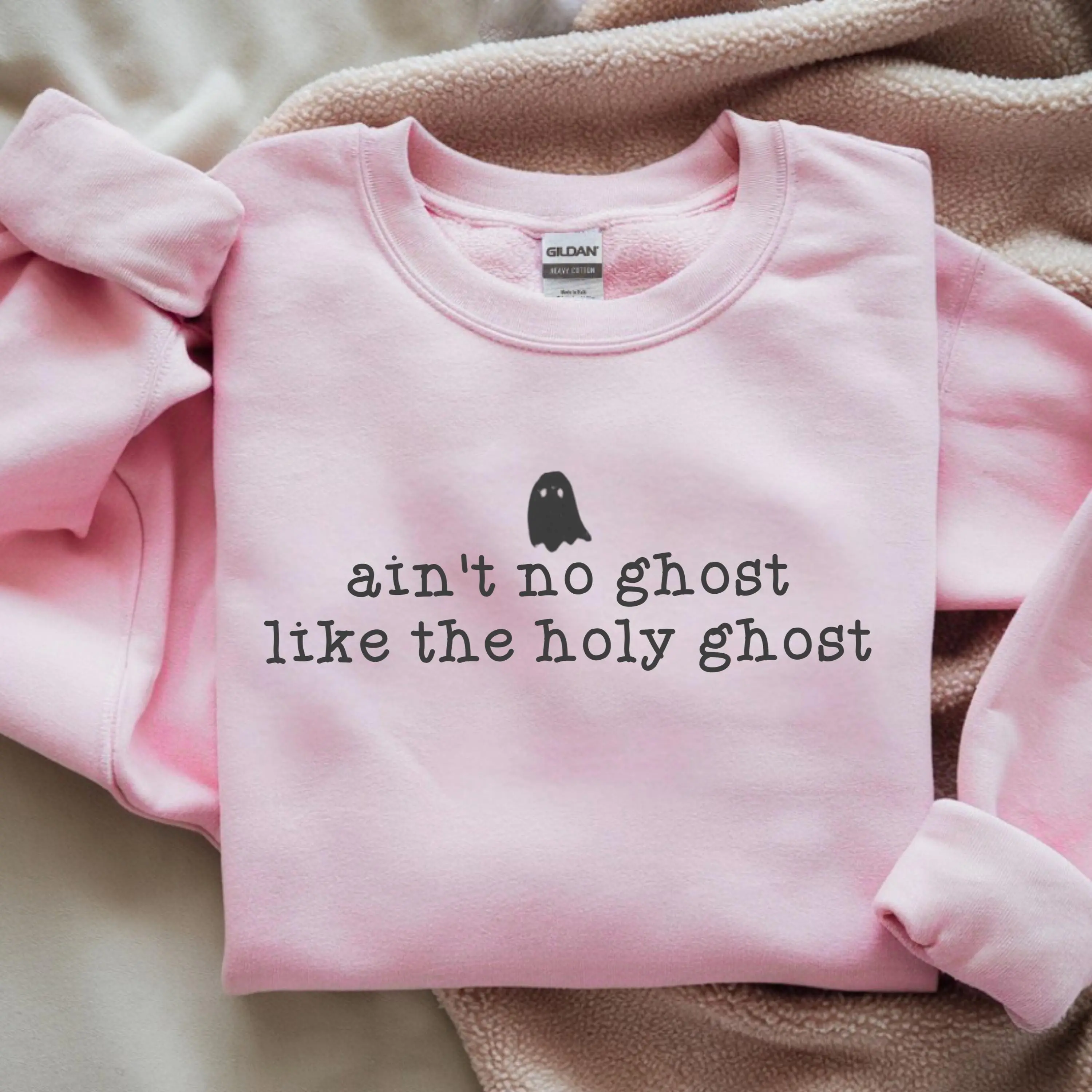 Christian Halloween Sweatshirt, Holy Ghost Crewneck, Funny Religious Spooky Season Gift - photo 3