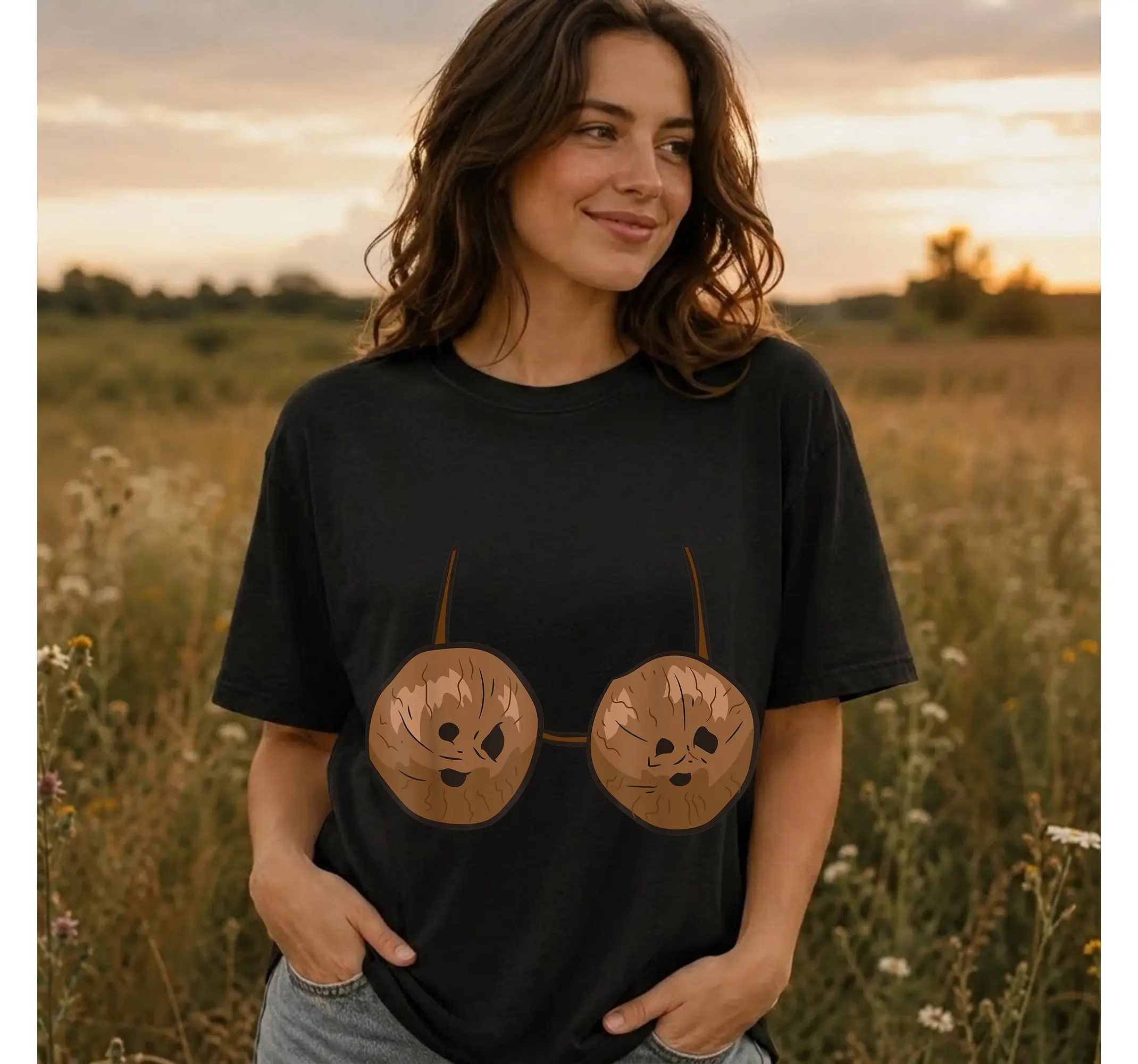 Coconut Bra Shirt, Funny Lazy Halloween Costume Tropical Summer Beach Tee - photo 2