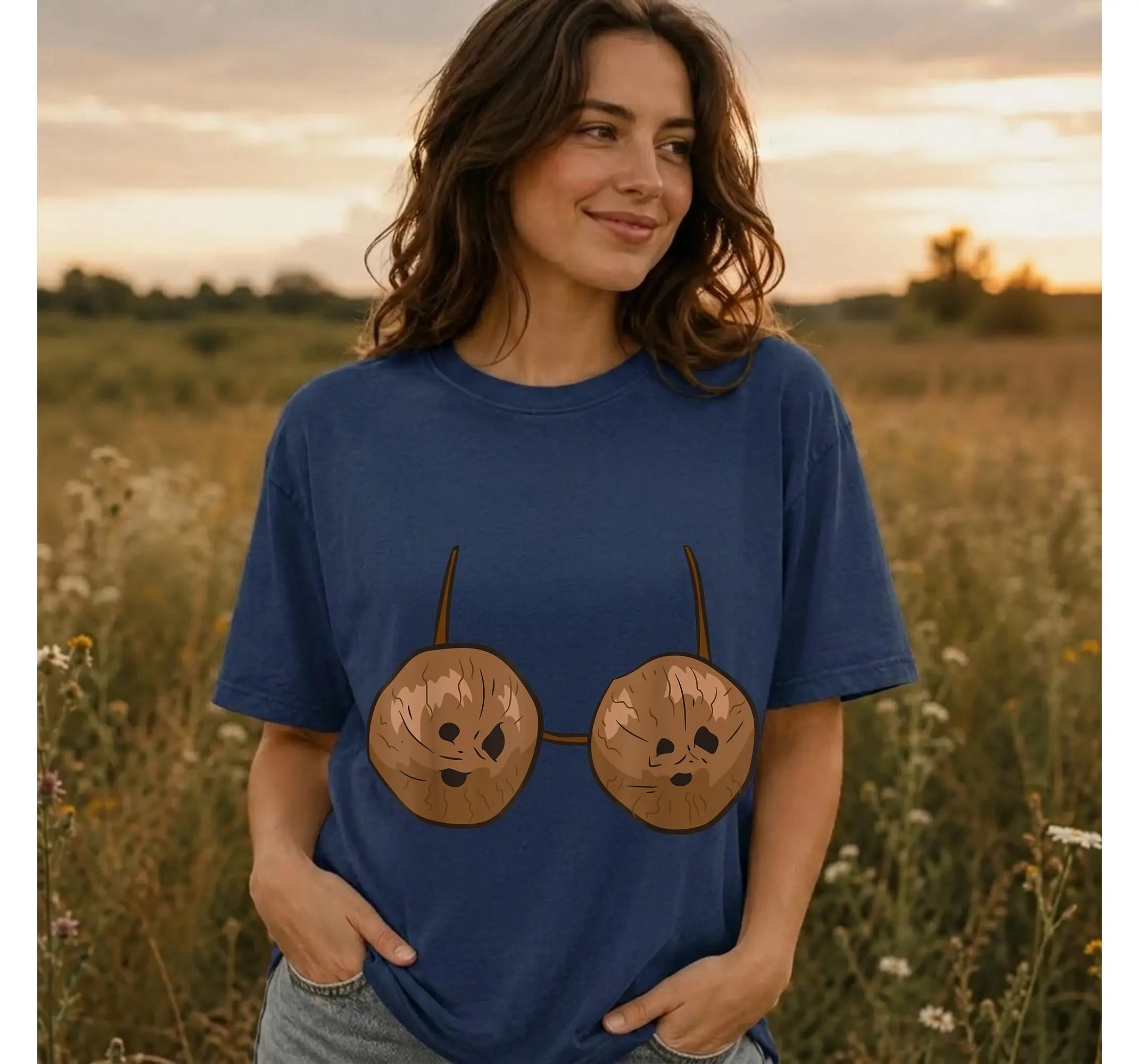 Coconut Bra Shirt, Funny Lazy Halloween Costume Tropical Summer Beach Tee - photo 3
