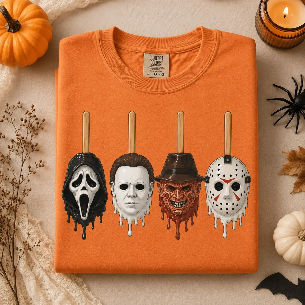 Comfort Colors Horror Candy Apple Shirt, Spooky Season Dripping Halloween Graphic Tee, Trendy Womens Fall Top