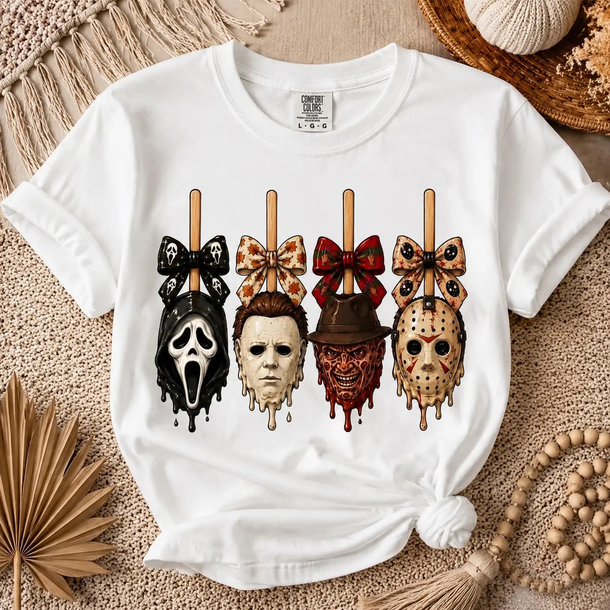 Comfort Colors Horror Candy Apple Shirt, Spooky Season Dripping Halloween Graphic Tee, Trendy Womens Fall Top - photo 2