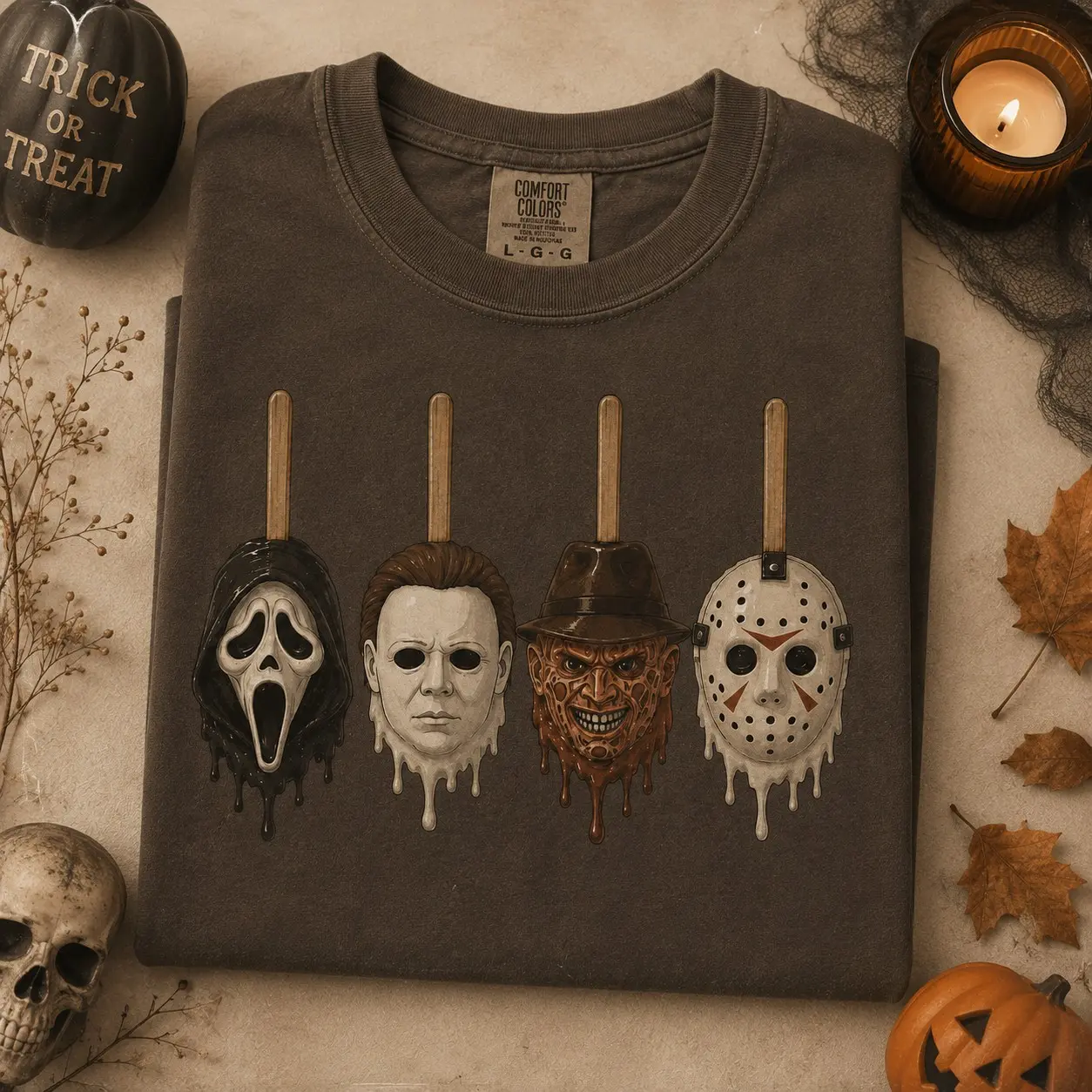 Comfort Colors Horror Candy Apple Shirt, Spooky Season Dripping Halloween Graphic Tee, Trendy Womens Fall Top - photo 3
