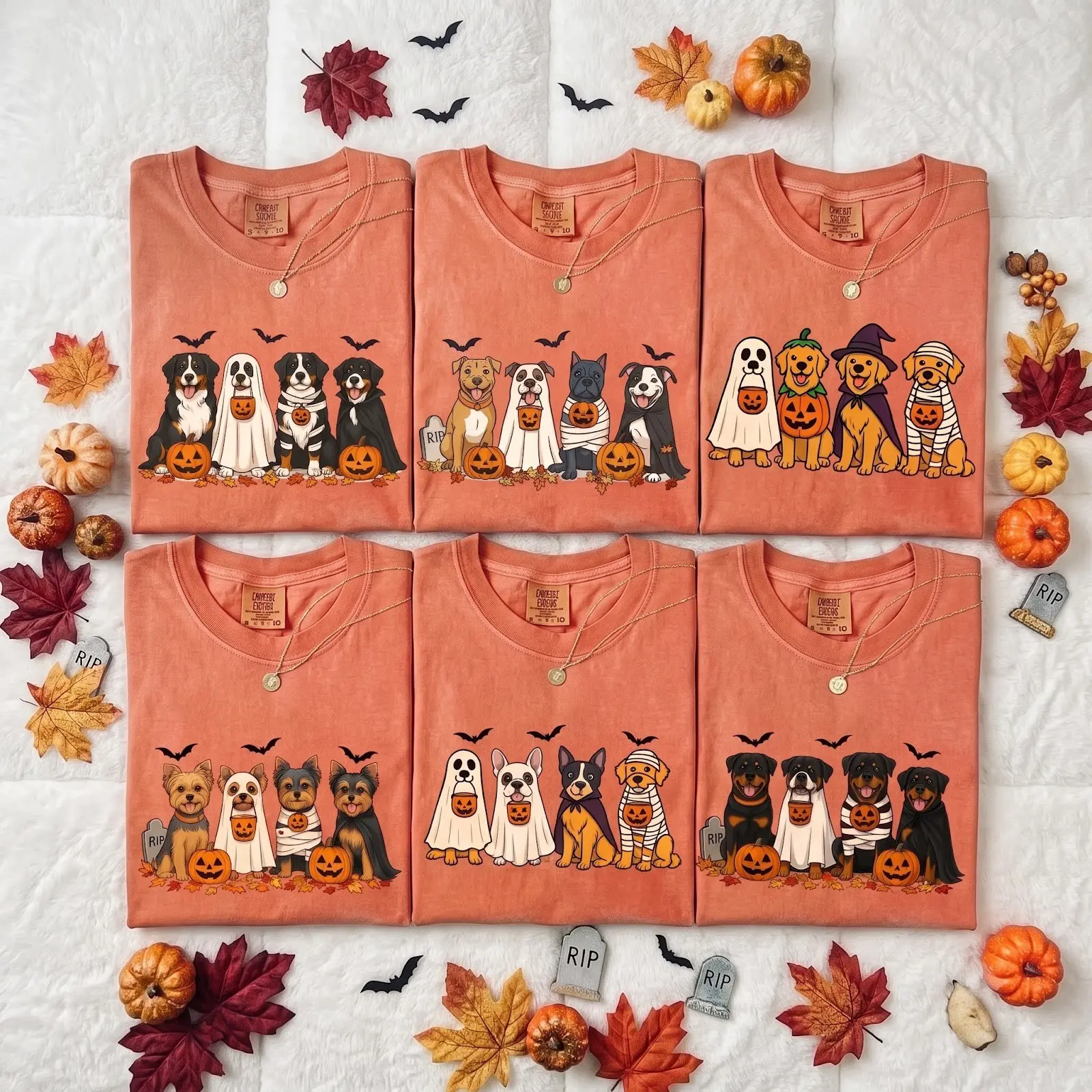 Comfort Colors 50+ Dog Breeds Ghost T-Shirt, Funny Halloween Pet Mom Graphic Tee, Cute Lover Gift for Women