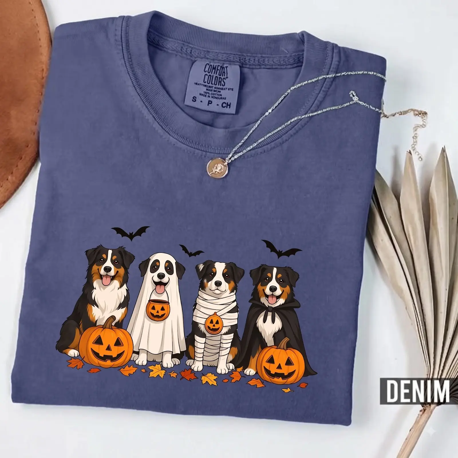 Comfort Colors Australian Shepherd Halloween T-Shirt, Funny Aussie Dog Costume Graphic Tee, Spooky Pet Mom Gift - photo 2