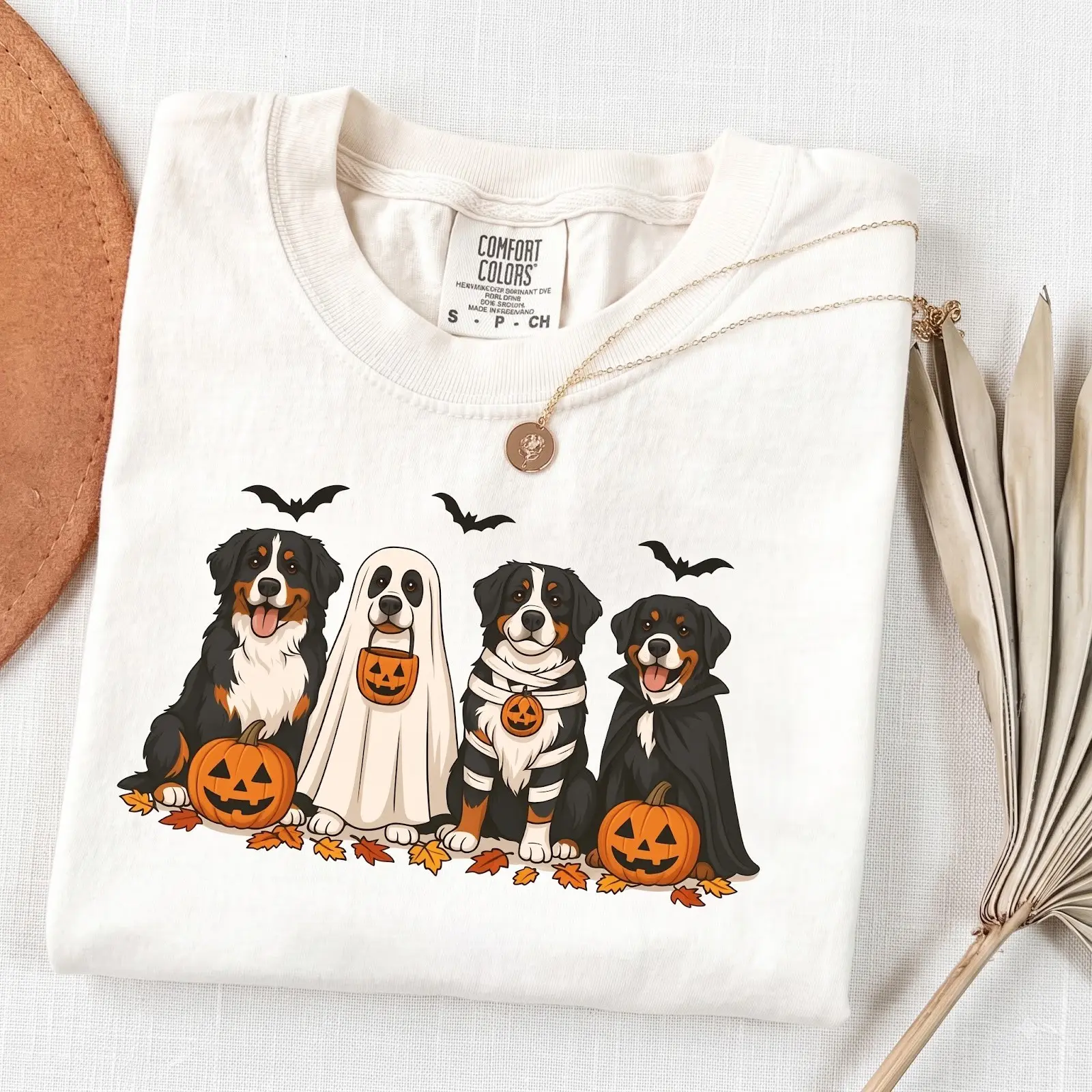 Comfort Color Bernese Mountain Dog Halloween, Ghost Mummy Vampire Dog Fall Shirt - photo 3