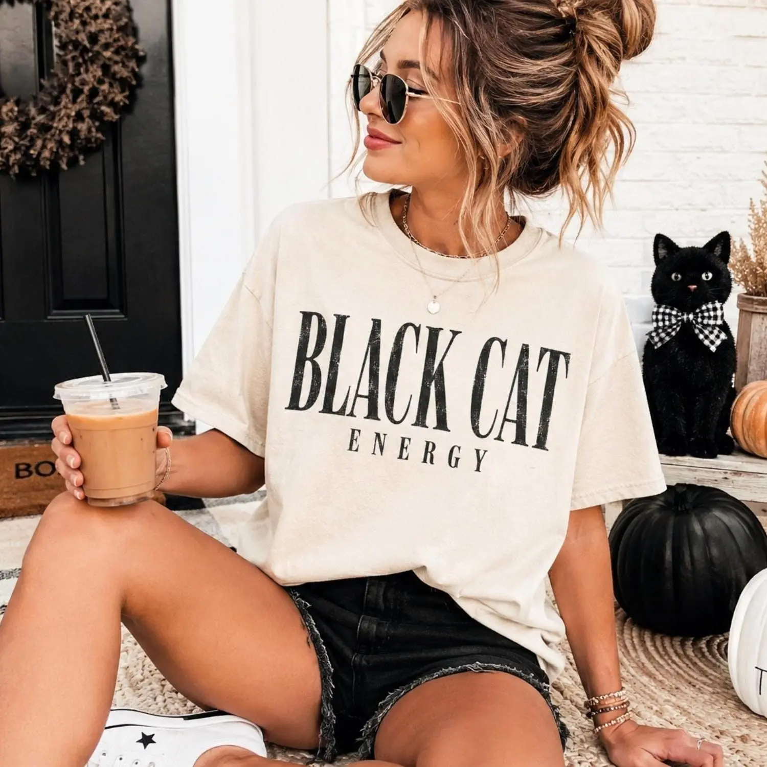 Comfort Color Black Cat Energy Shirt