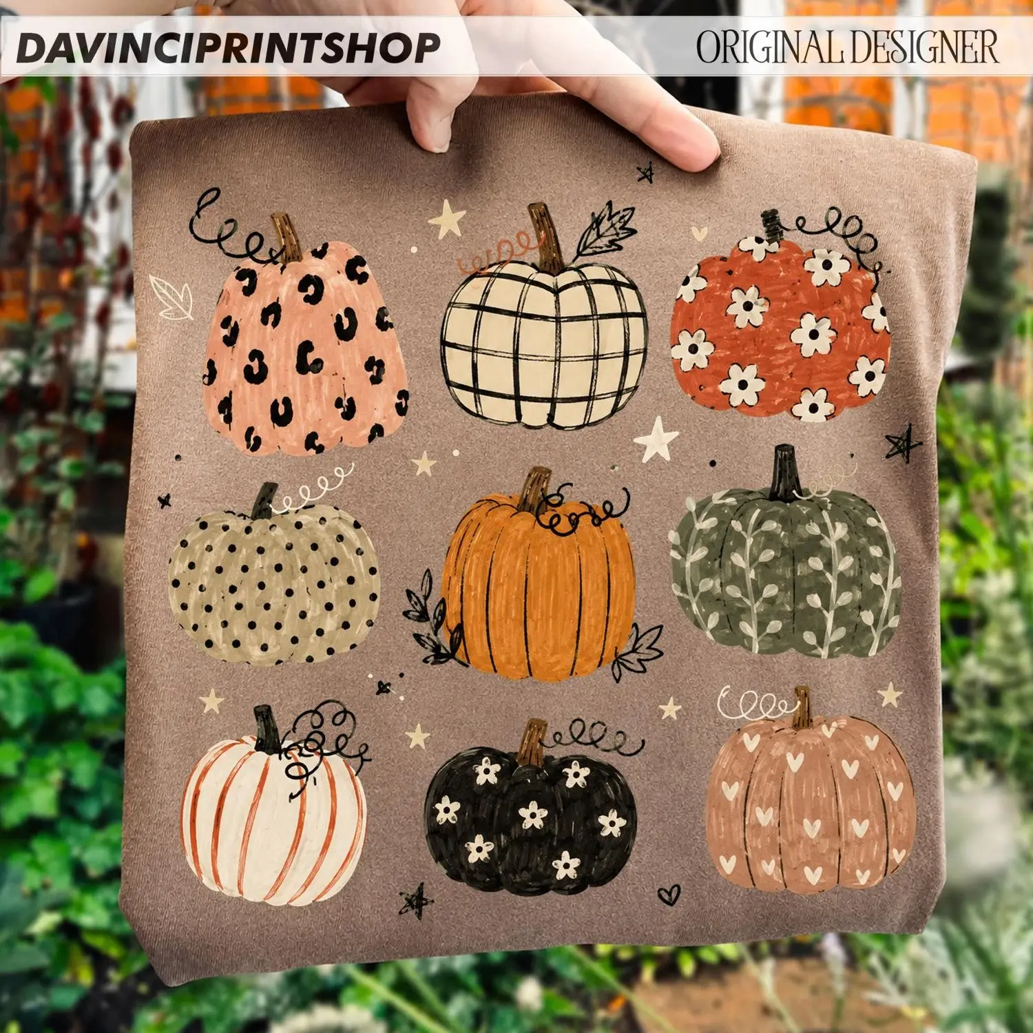 Comfort Colors Boho Pumpkin Graphic T-Shirt, Preppy Fall Autumn Tee for Women