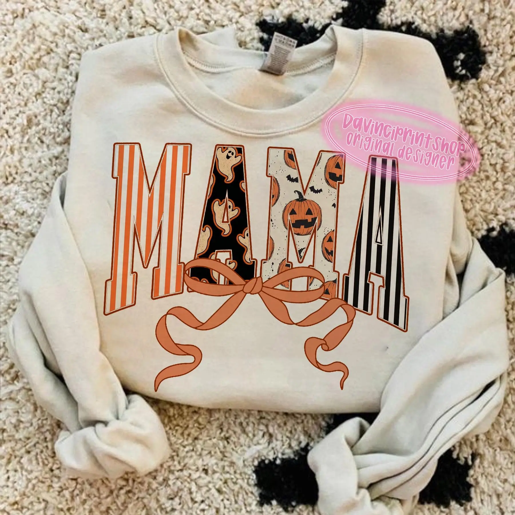 Comfort Colors Coquette Halloween Mama T-Shirt, Retro Spooky Season Fall Graphic Tee - photo 5