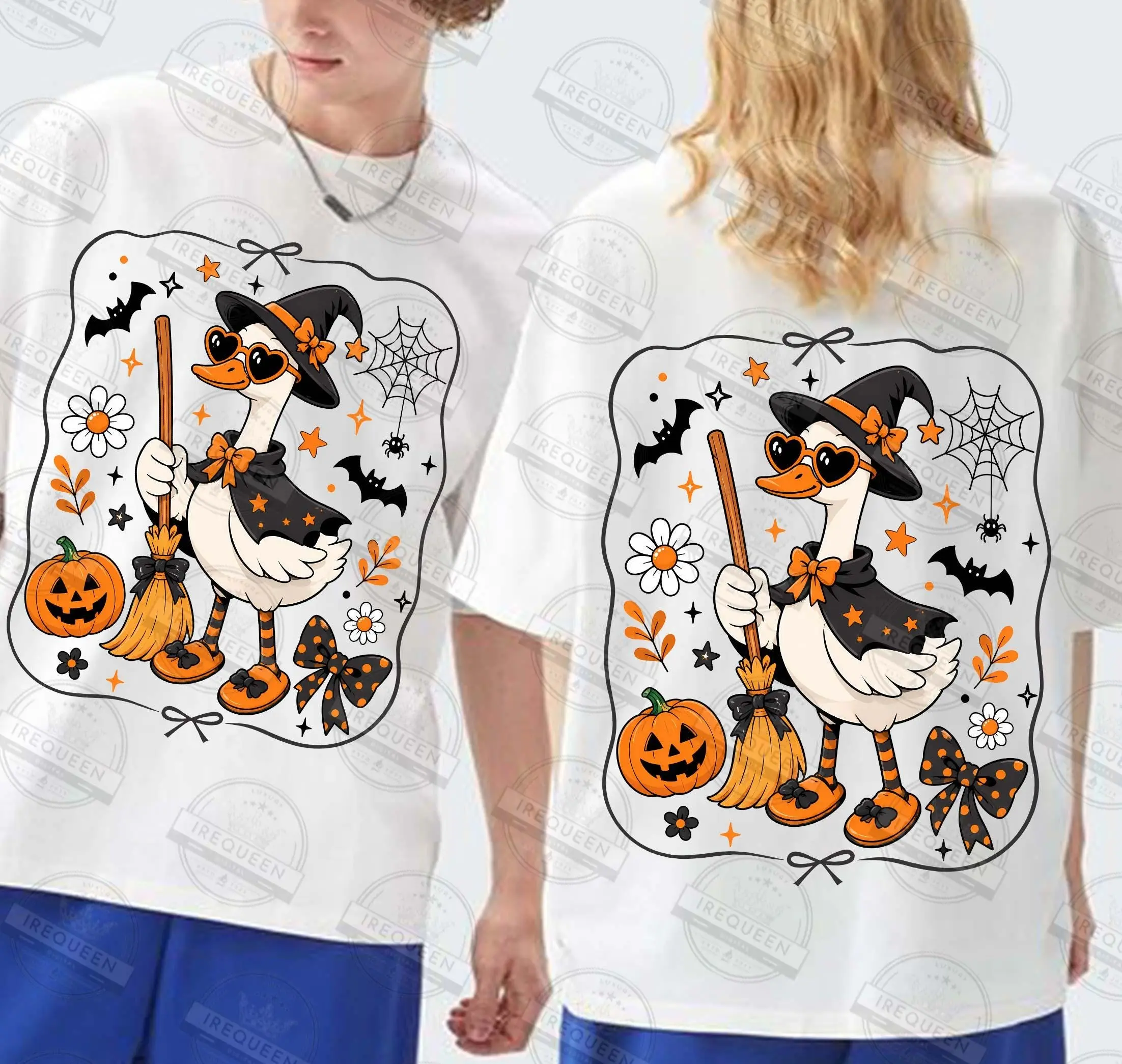 Comfort Colors Cute Halloween Goose T-Shirt, Coquette Witchy Vibes Ghost Girly Floral Pumpkin Fall Tee - photo 2