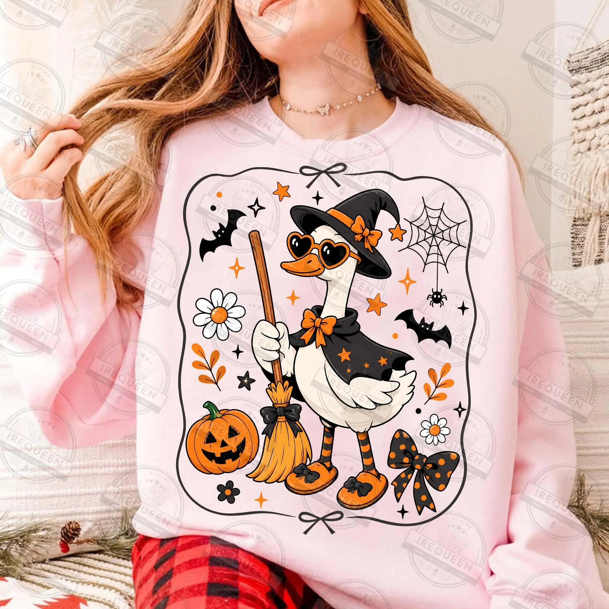 Comfort Colors Cute Halloween Goose T-Shirt, Coquette Witchy Vibes Ghost Girly Floral Pumpkin Fall Tee - photo 4