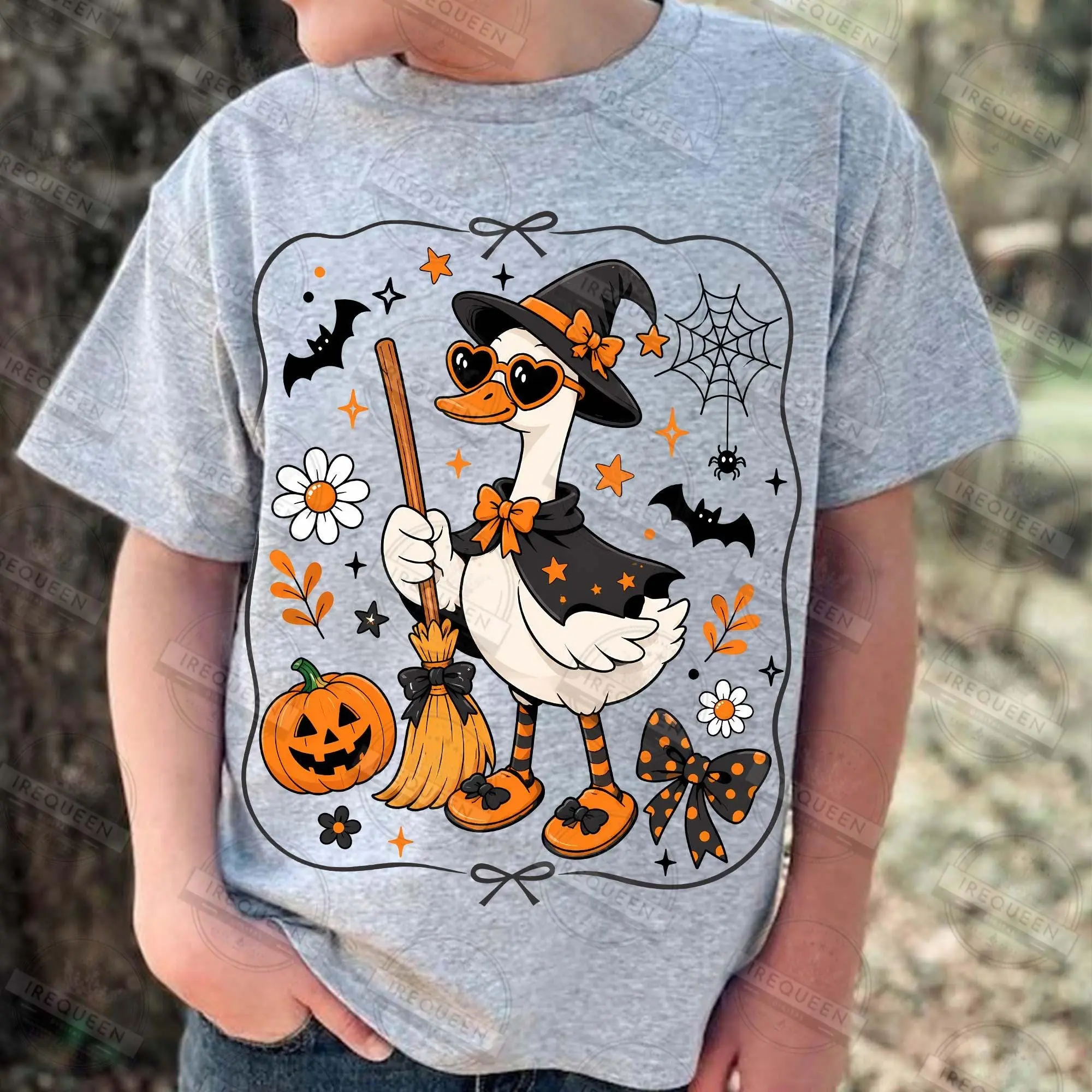 Comfort Colors Cute Halloween Goose T-Shirt, Coquette Witchy Vibes Ghost Girly Floral Pumpkin Fall Tee - photo 5