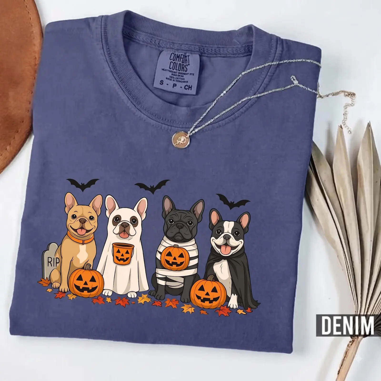 Comfort Colors French Bulldog Halloween T-Shirt, Funny Frenchie Mummy Ghost Costume Tee, Spooky Dog Lover Gift