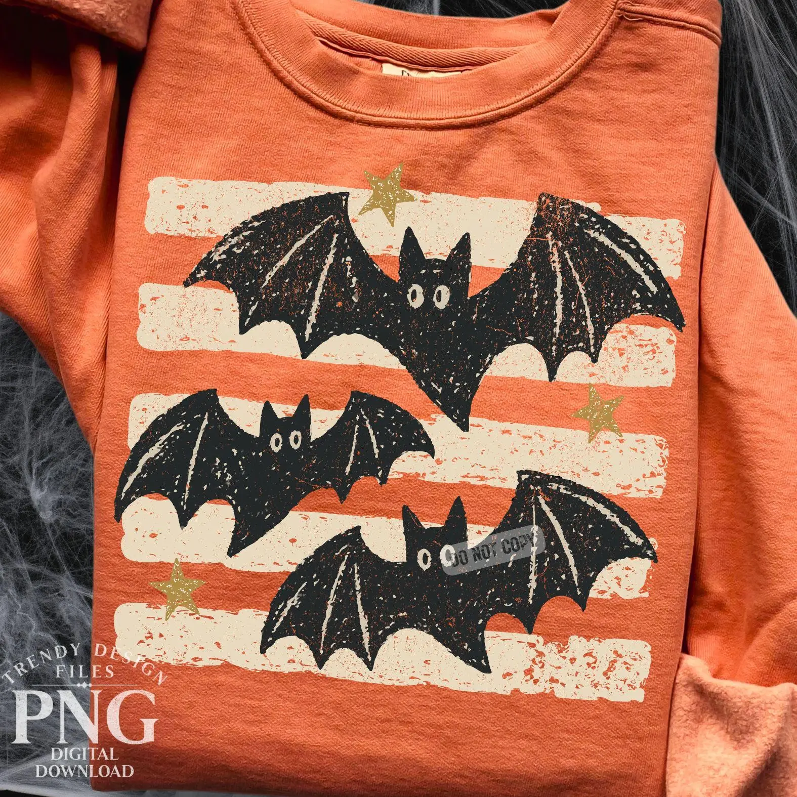 Comfort Colors Halloween Bats Stripes Distressed Fall T-Shirt, Vintage Trendy Spooky Season Mom Graphic Tee