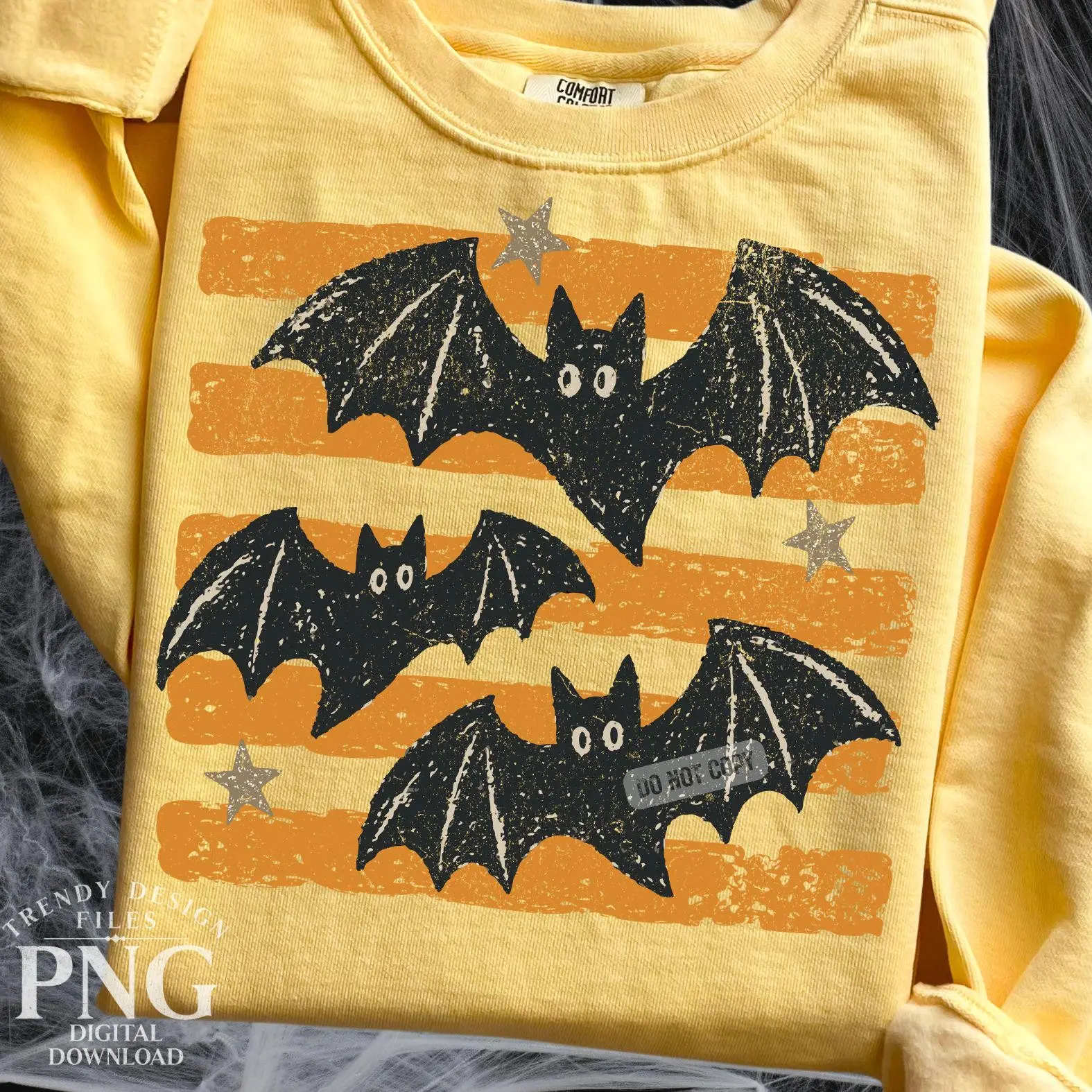Comfort Colors Halloween Bats Stripes Distressed Fall T-Shirt, Vintage Trendy Spooky Season Mom Graphic Tee - photo 2