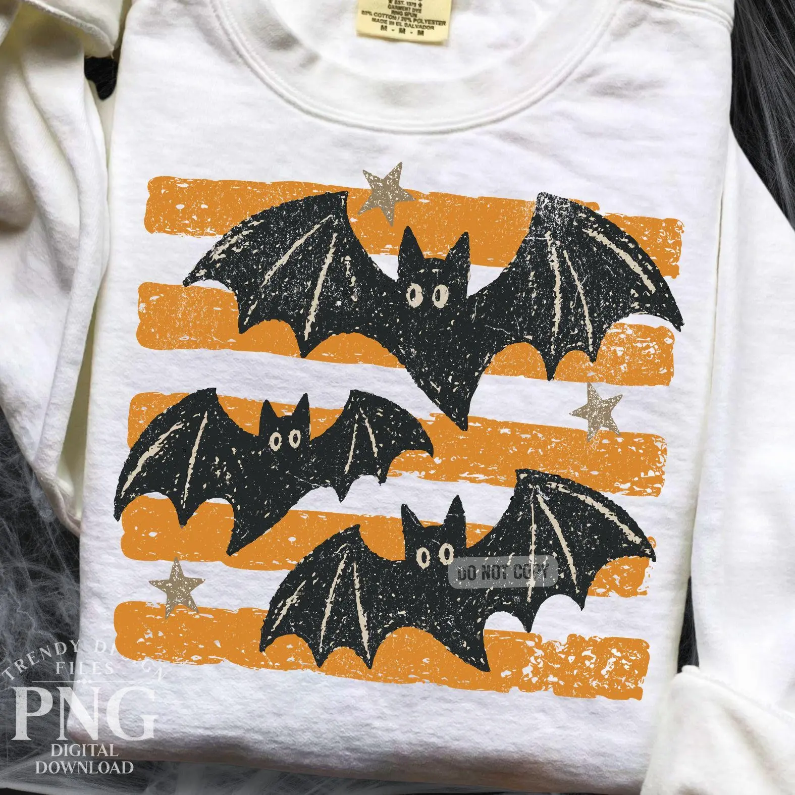 Comfort Colors Halloween Bats Stripes Distressed Fall T-Shirt, Vintage Trendy Spooky Season Mom Graphic Tee - photo 3