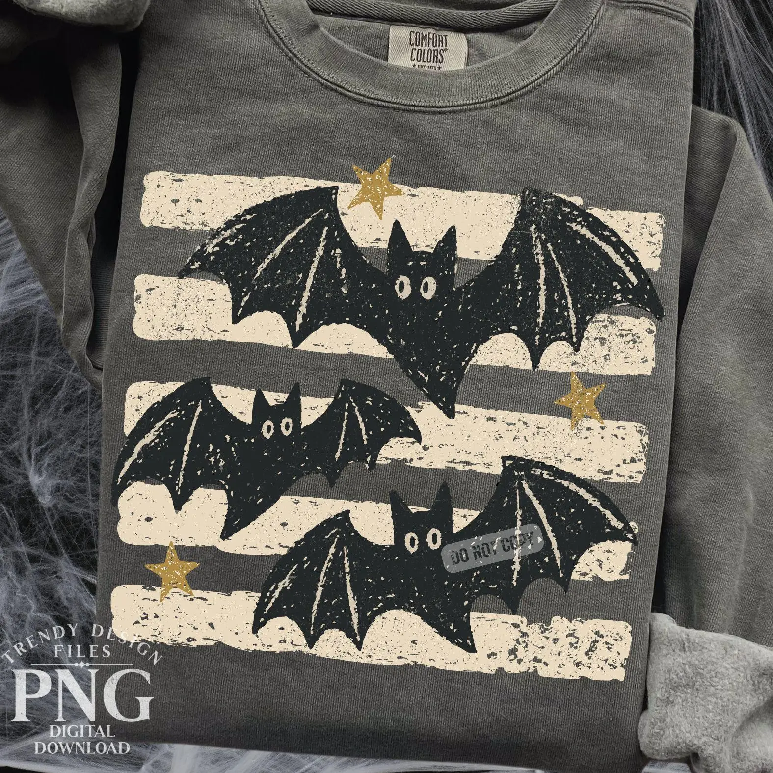 Comfort Colors Halloween Bats Stripes Distressed Fall T-Shirt, Vintage Trendy Spooky Season Mom Graphic Tee - photo 4