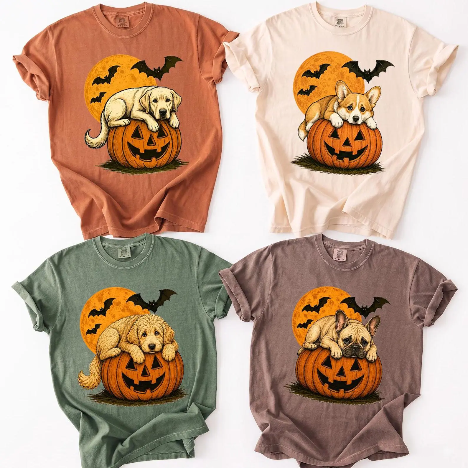 Comfort Colors Custom Dog Pumpkin Halloween Sweatshirt, 50+ Breeds, Spooky Season Fall Pet Mom Lover Gift