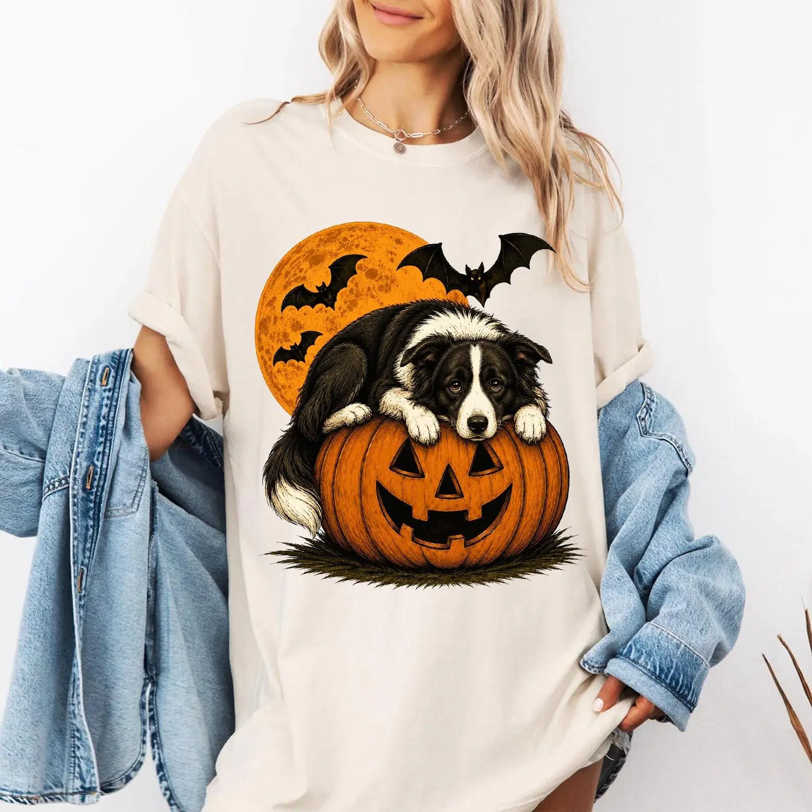 Comfort Colors Custom Dog Pumpkin Halloween Sweatshirt, 50+ Breeds, Spooky Season Fall Pet Mom Lover Gift - photo 5