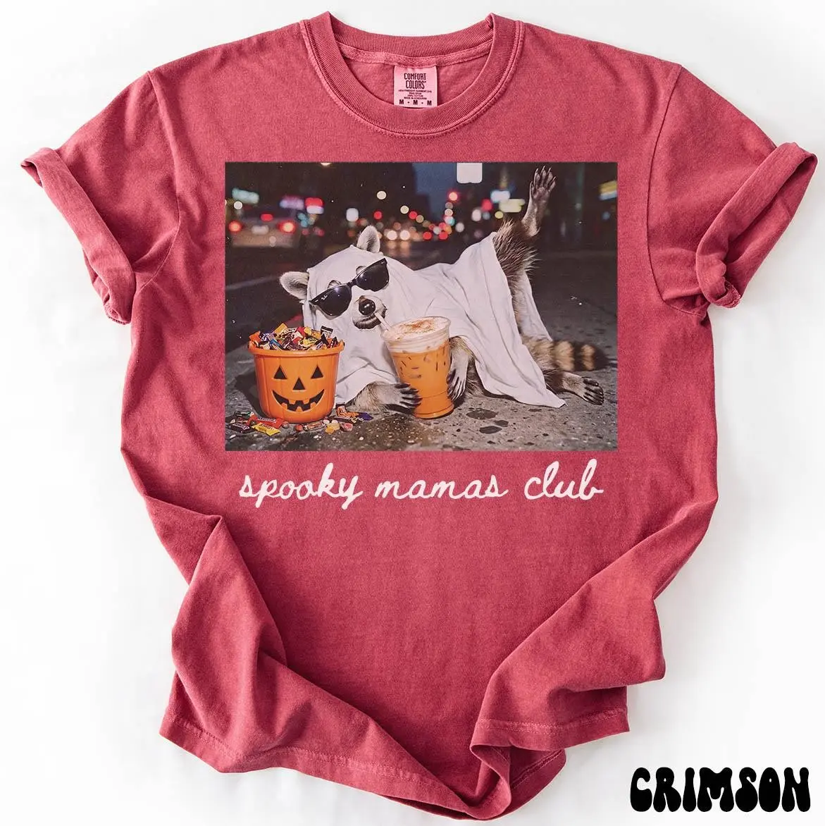Comfort Color Halloween Raccoon Mama Shirt, Cute New Mother Trendy Fall Gift Tee - photo 5