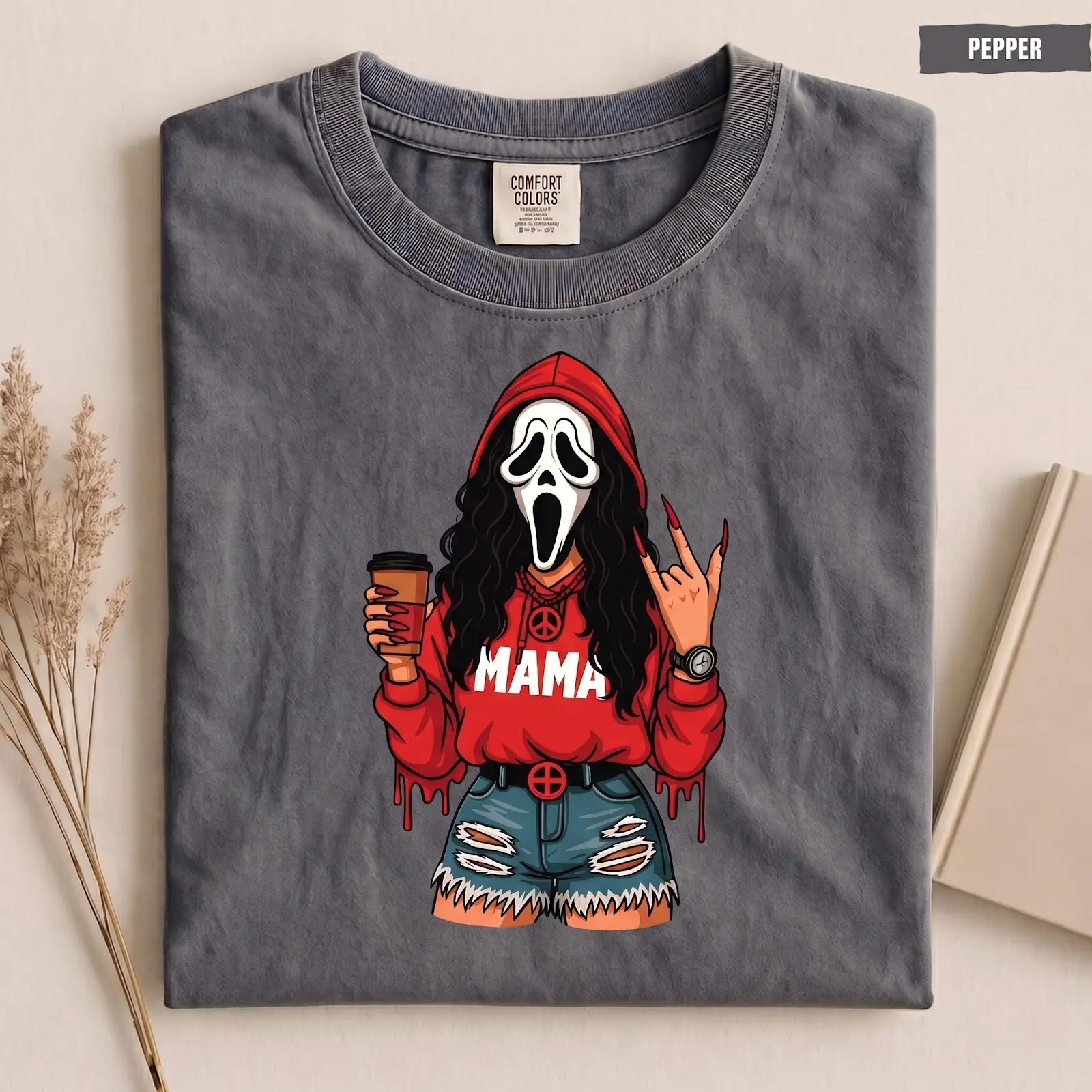 Comfort Colors Horror Halloween Mama Shirt, Spooky Killer Mom Graphic Tee