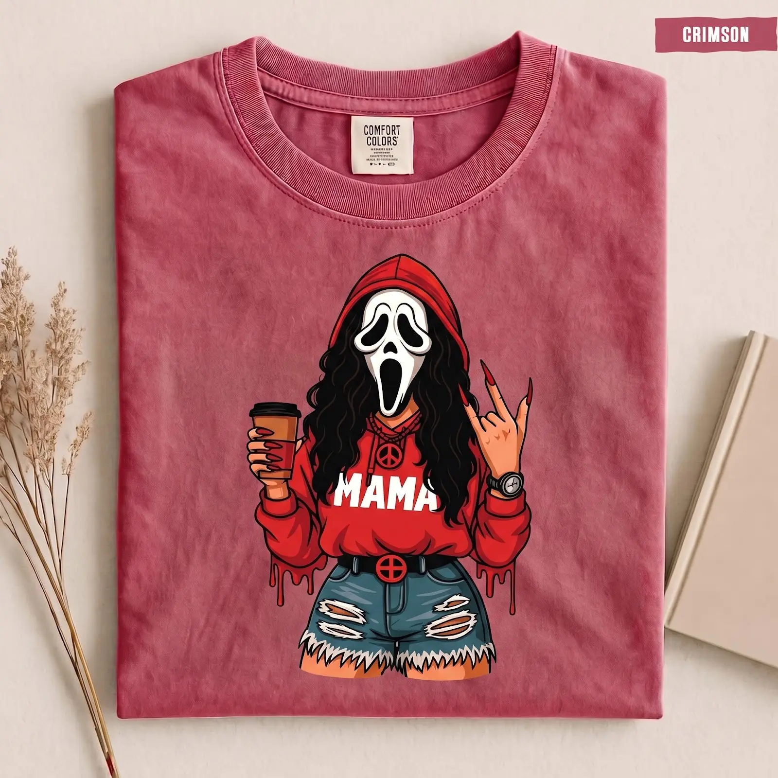 Comfort Colors Horror Halloween Mama Shirt, Spooky Killer Mom Graphic Tee - photo 2