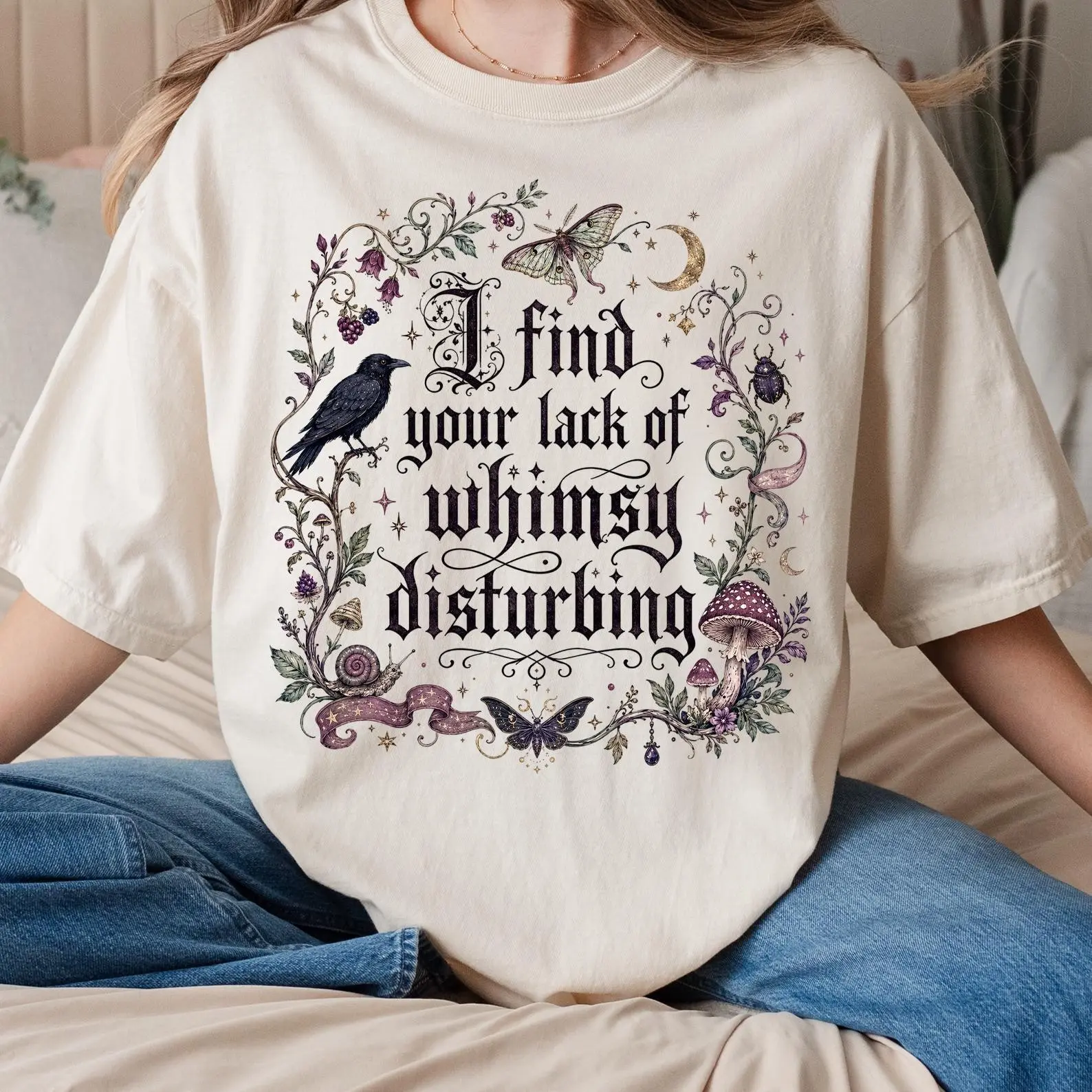 Comfort Colors Lack of Whimsy Crow Fall Shirt, Witchy Mystical Autumn Tee, Halloween Gift