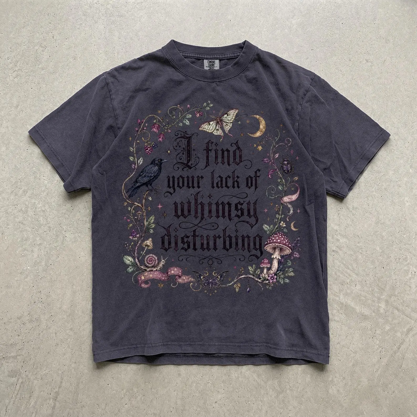 Comfort Colors Lack of Whimsy Crow Fall Shirt, Witchy Mystical Autumn Tee, Halloween Gift - photo 3
