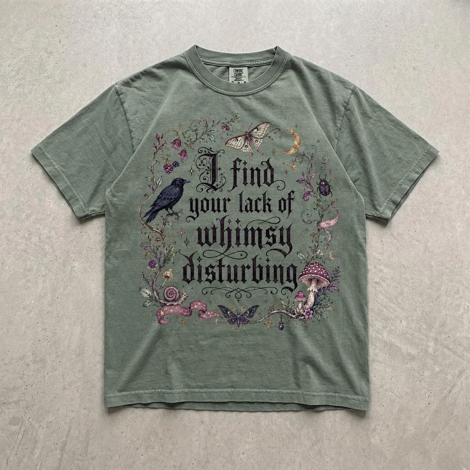 Comfort Colors Lack of Whimsy Crow Fall Shirt, Witchy Mystical Autumn Tee, Halloween Gift - photo 4