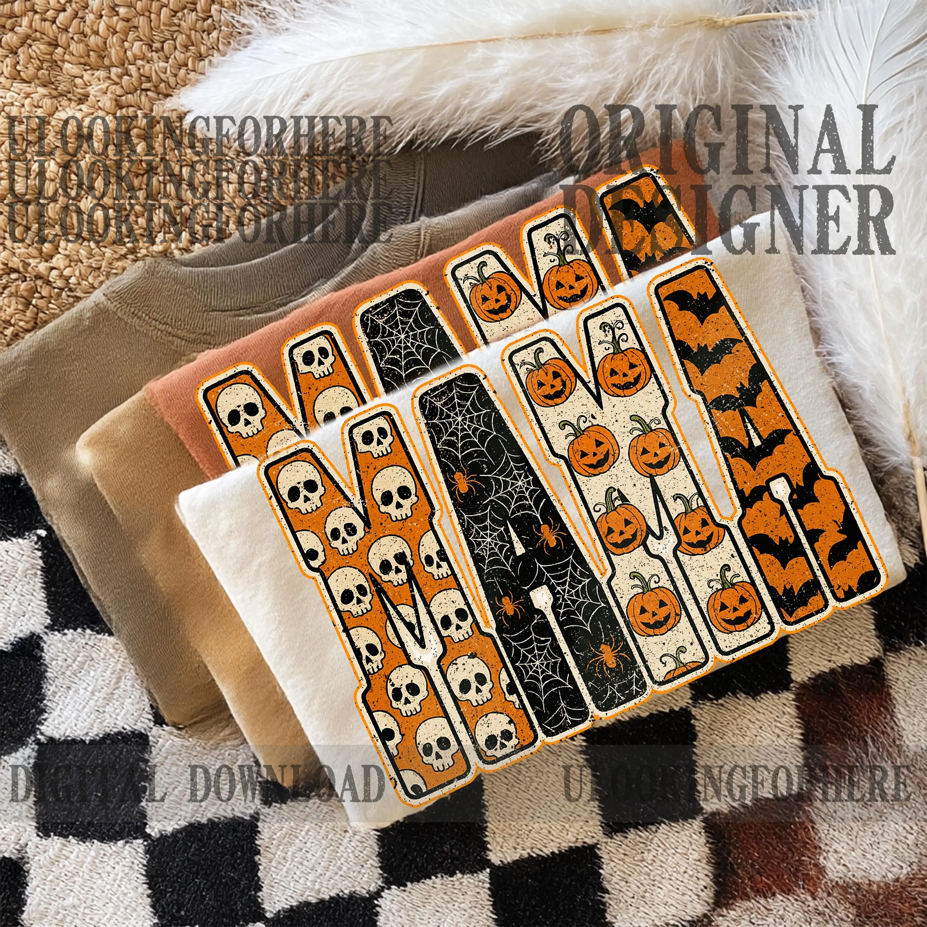 Comfort Colors Mama Pumpkin Leopard Checkered T-Shirt, Fall Halloween Autumn Graphic Tee, Trendy Country Top for Women - photo 2