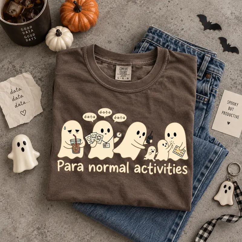 Comfort Colors Para Normal Activities Shirt, Funny Paraprofessional Halloween Tee, Cute Ghost Squad Team Fall Gift