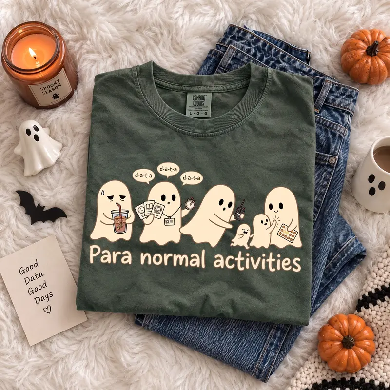 Comfort Colors Para Normal Activities Shirt, Funny Paraprofessional Halloween Tee, Cute Ghost Squad Team Fall Gift - photo 4