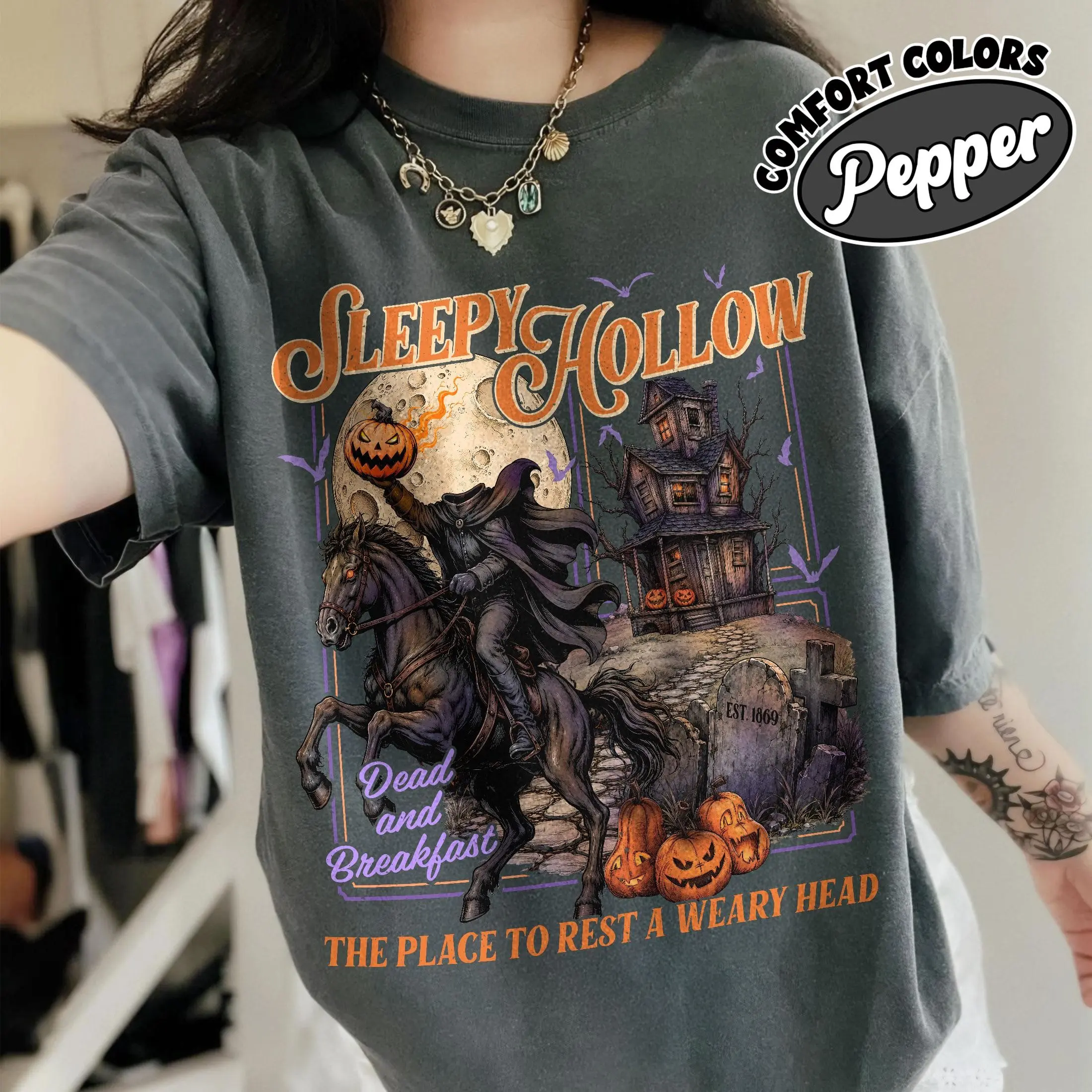 Comfort Color Sleepy Hollow Halloween Shirt, Retro Horror Headless Horseman Graphic Tee, Spooky Ichabod Crane Apparel