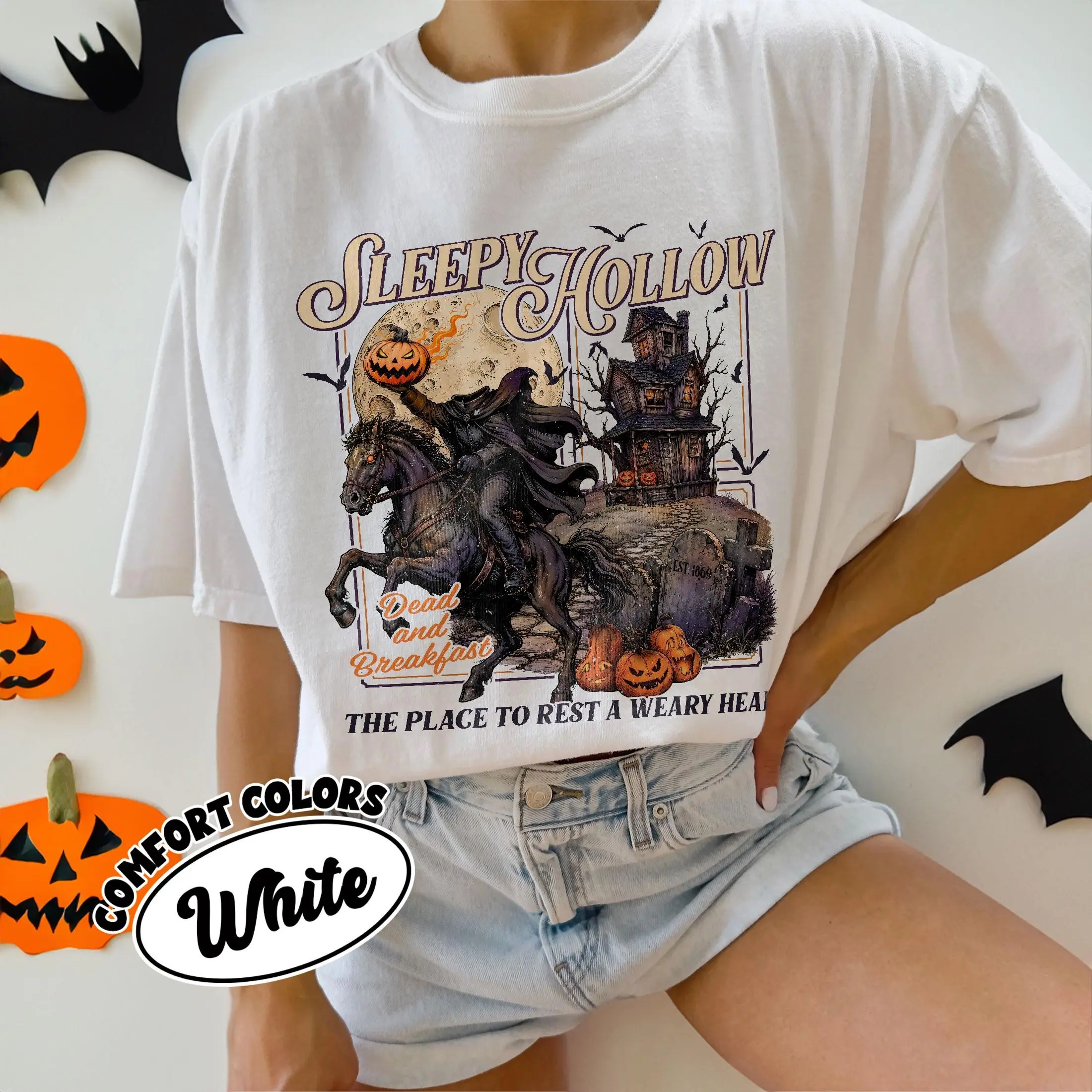Comfort Color Sleepy Hollow Halloween Shirt, Retro Horror Headless Horseman Graphic Tee, Spooky Ichabod Crane Apparel - photo 4