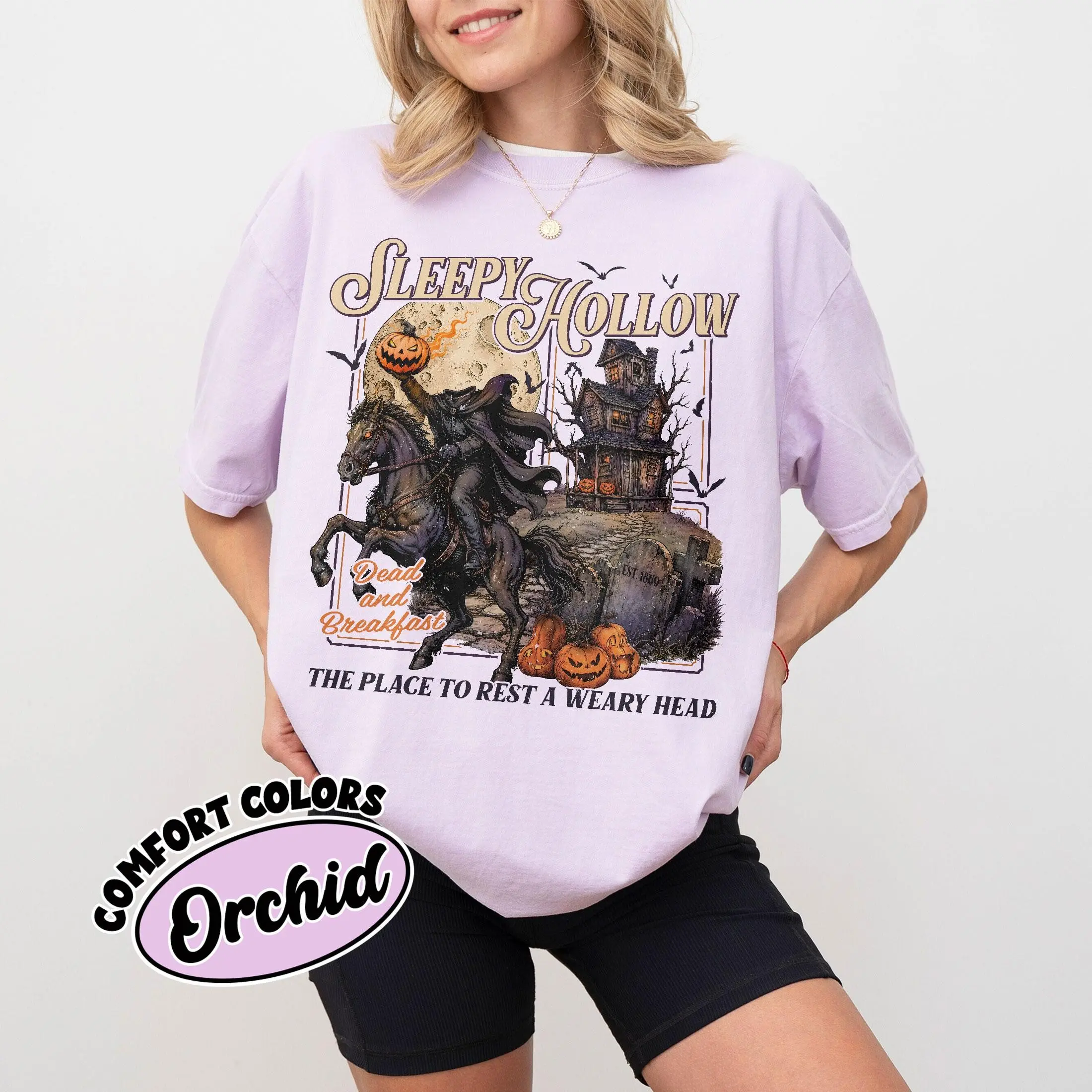 Comfort Color Sleepy Hollow Halloween Shirt, Retro Horror Headless Horseman Graphic Tee, Spooky Ichabod Crane Apparel - photo 5