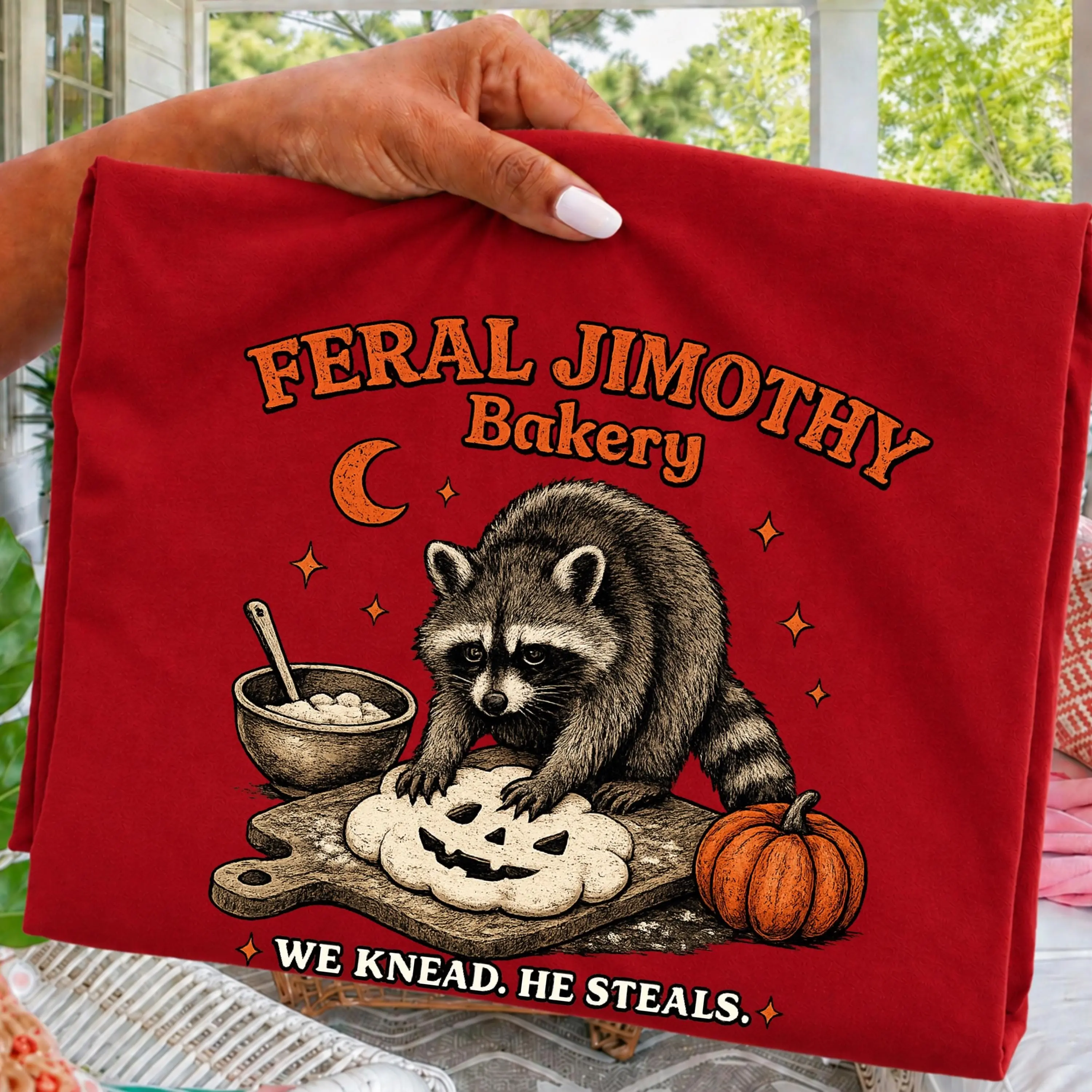 Comfort Colors Spooky Season Raccoon Halloween Shirt, Feral Jimothy Bakery Funny Pumpkin Baking Fall Tee - photo 5