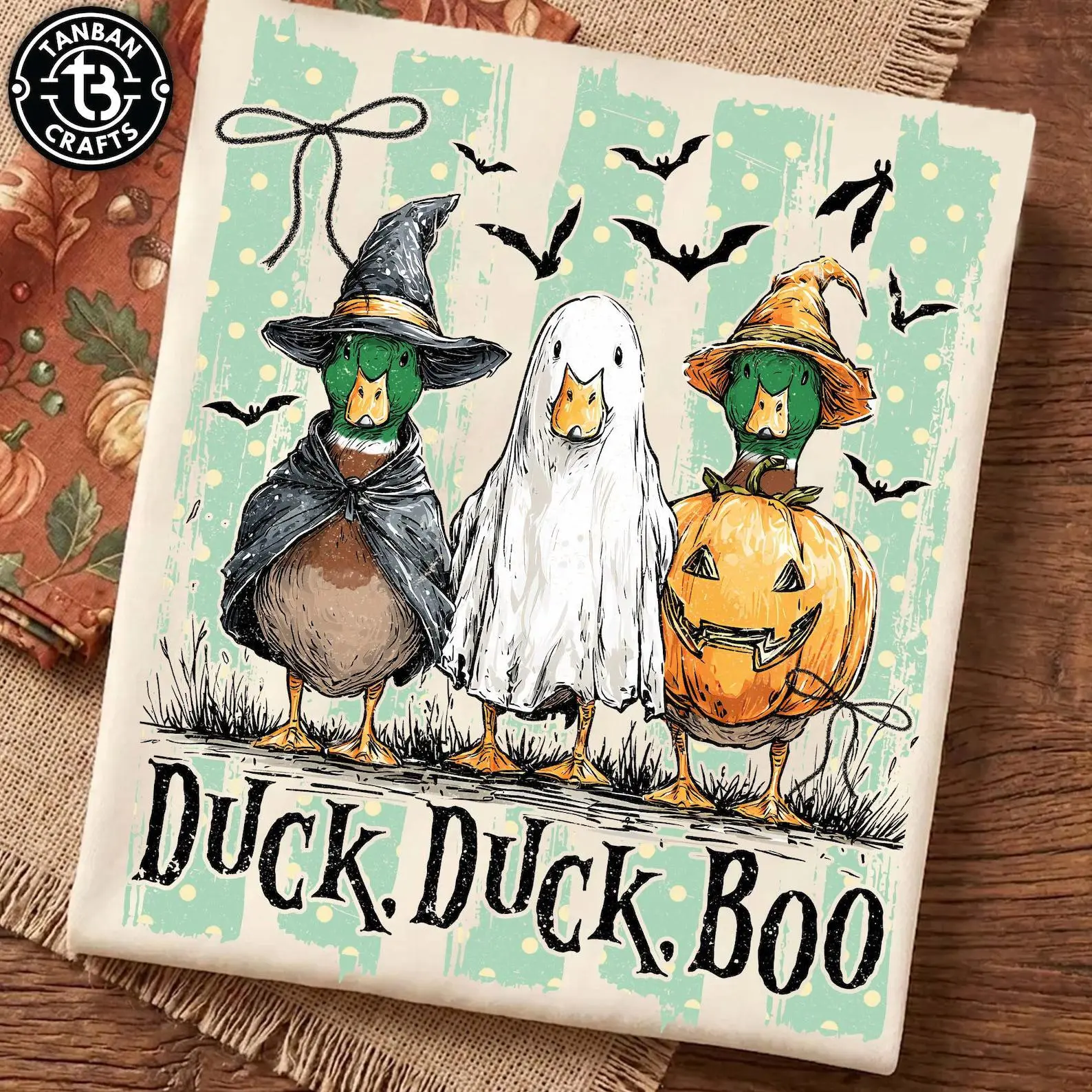 Comfort Colors Striped Duck Duck Boo Shirt, Funny Goose Halloween Tee, Trick Or Treat Spooky Pumpkin Top