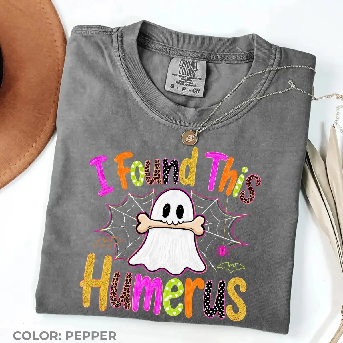 Comfort Colors I Found This Humerus Ghost Nurse T-Shirt, Funny Halloween Graphic Tee, Spooky Medical Fall Gift - photo 3