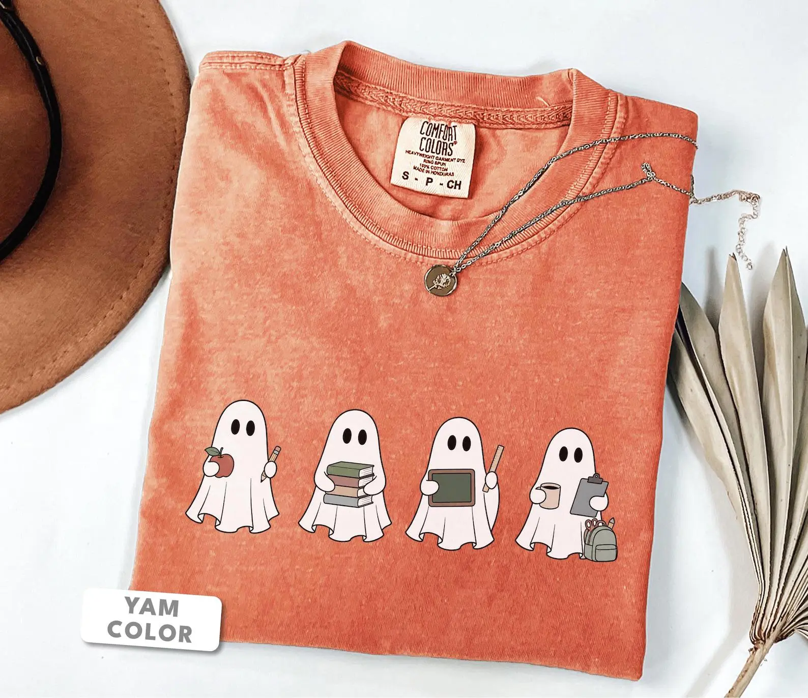 Comfort Colors Teacher Ghost Shirt, Funny Halloween Back to School Graphic Tee Gift for Teachers