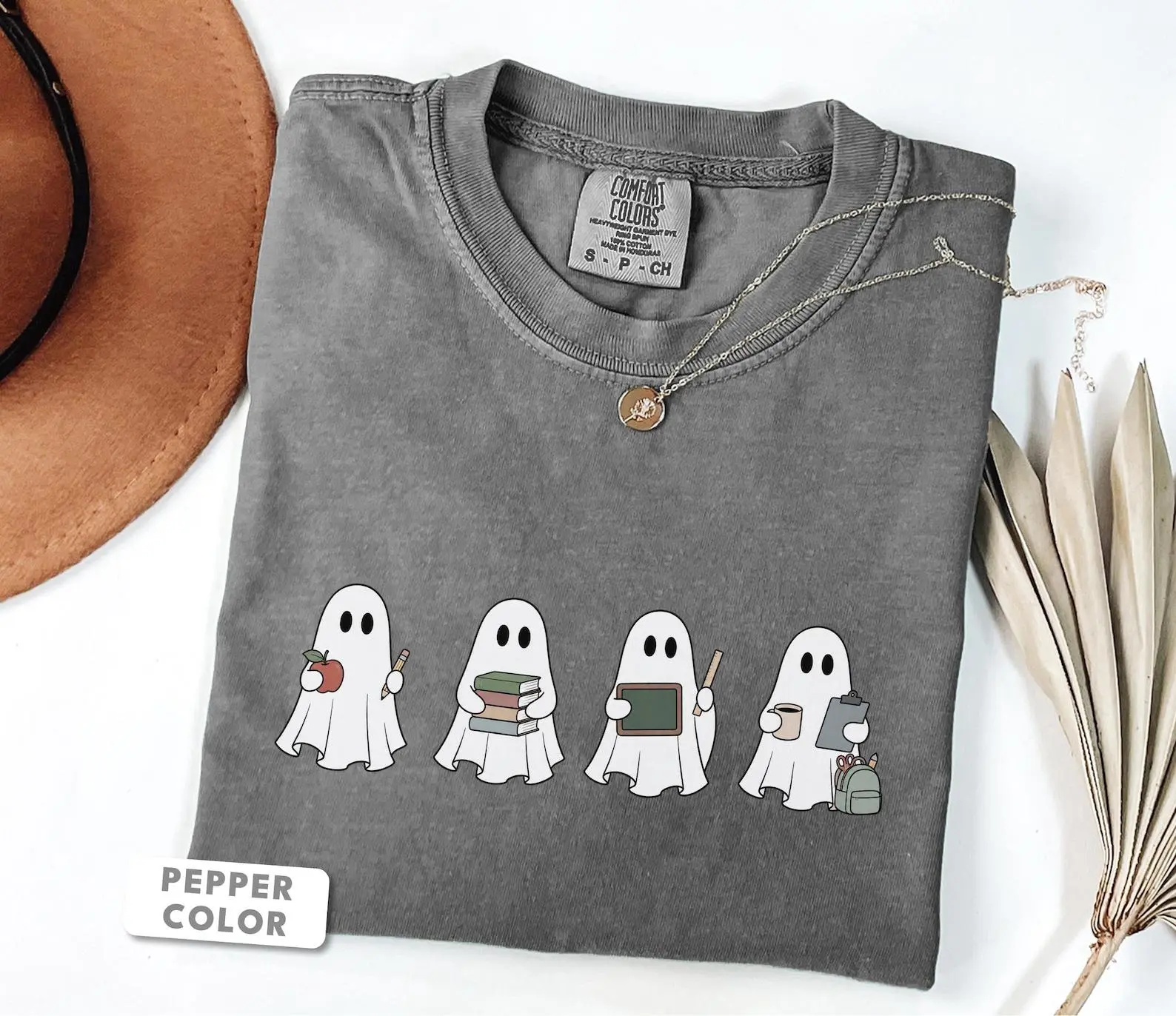Comfort Colors Teacher Ghost Shirt, Funny Halloween Back to School Graphic Tee Gift for Teachers - photo 4