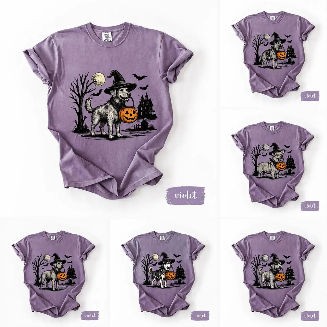 Comfort Colors Vintage 90s Dog Breeds Halloween Shirt, Funny Grunge Frenchie Meme Edgy Violet Tee