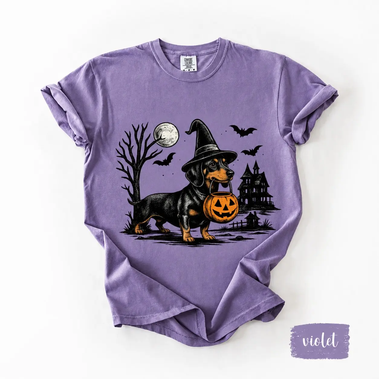 Comfort Colors Vintage 90s Dog Breeds Halloween Shirt, Funny Grunge Frenchie Meme Edgy Violet Tee - photo 4