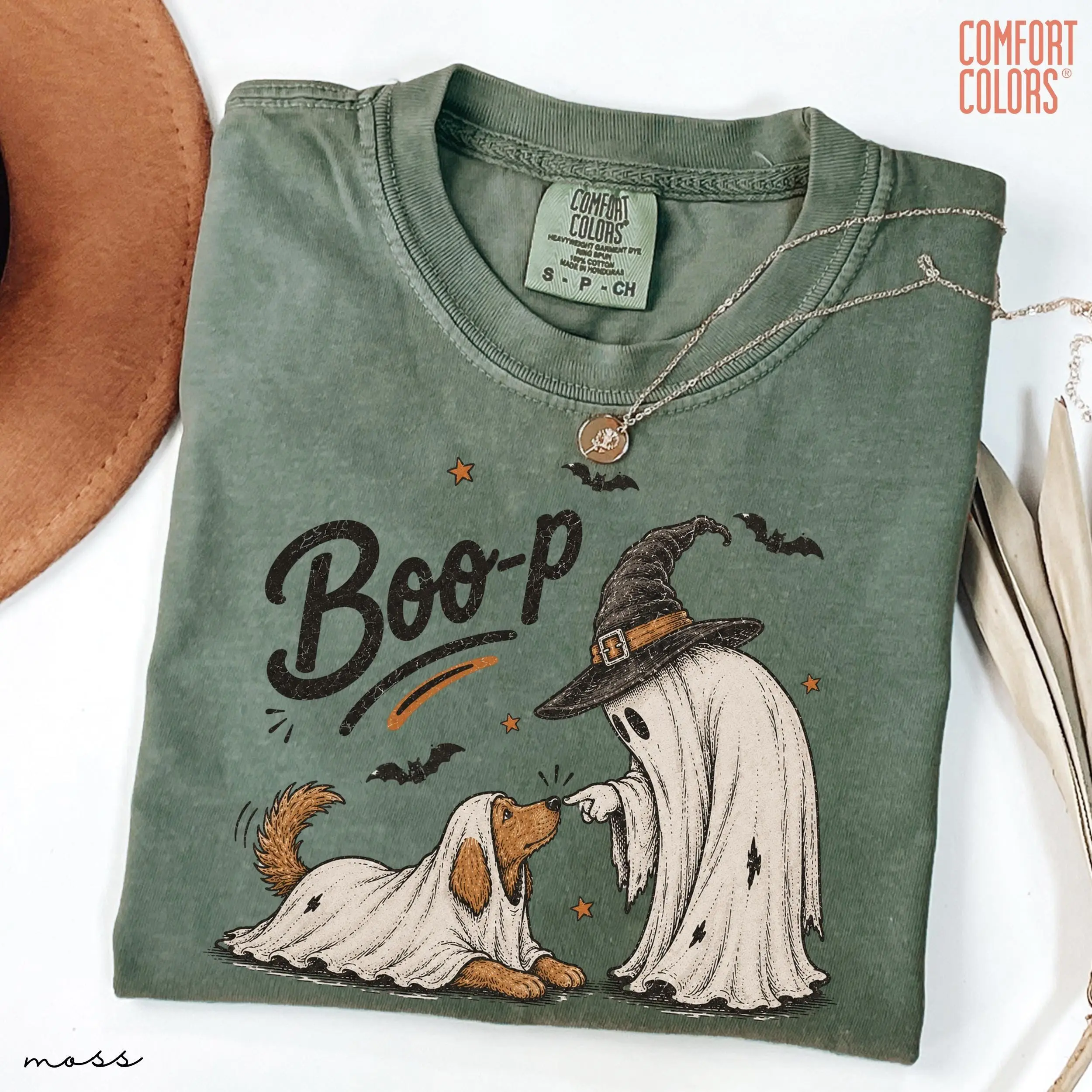 Comfort Colors 30+ Dog Breeds Boo-p Moss T-Shirt, Ghost Dog Collection Shirt, Funny Halloween Dog Mom Gift - photo 5