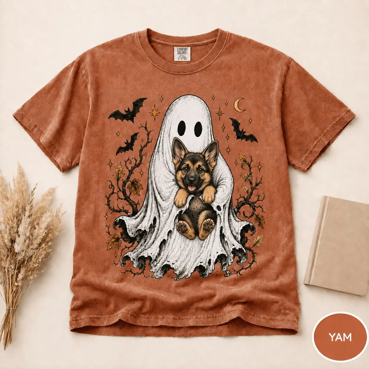 Comfort Colors 30+ Dog Breeds Custom Halloween Shirt, Cute Ghost Hug Graphic Tee, Pet Mom Fall Gift - photo 2